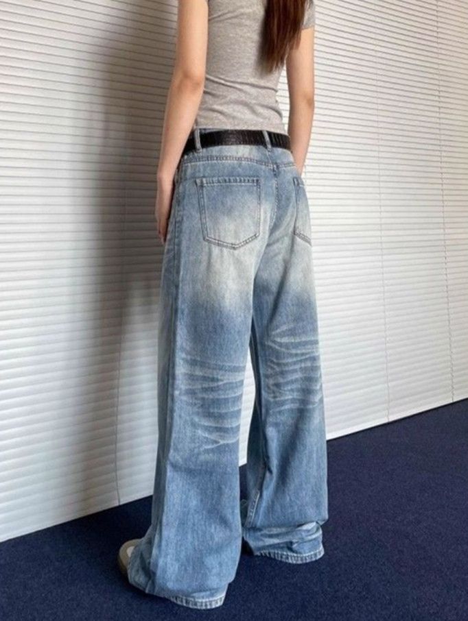 Japanese Brand × Jean Vintage Crease Blue Wide Leg Jeans Size US 26 / EU 42 - 3 Thumbnail