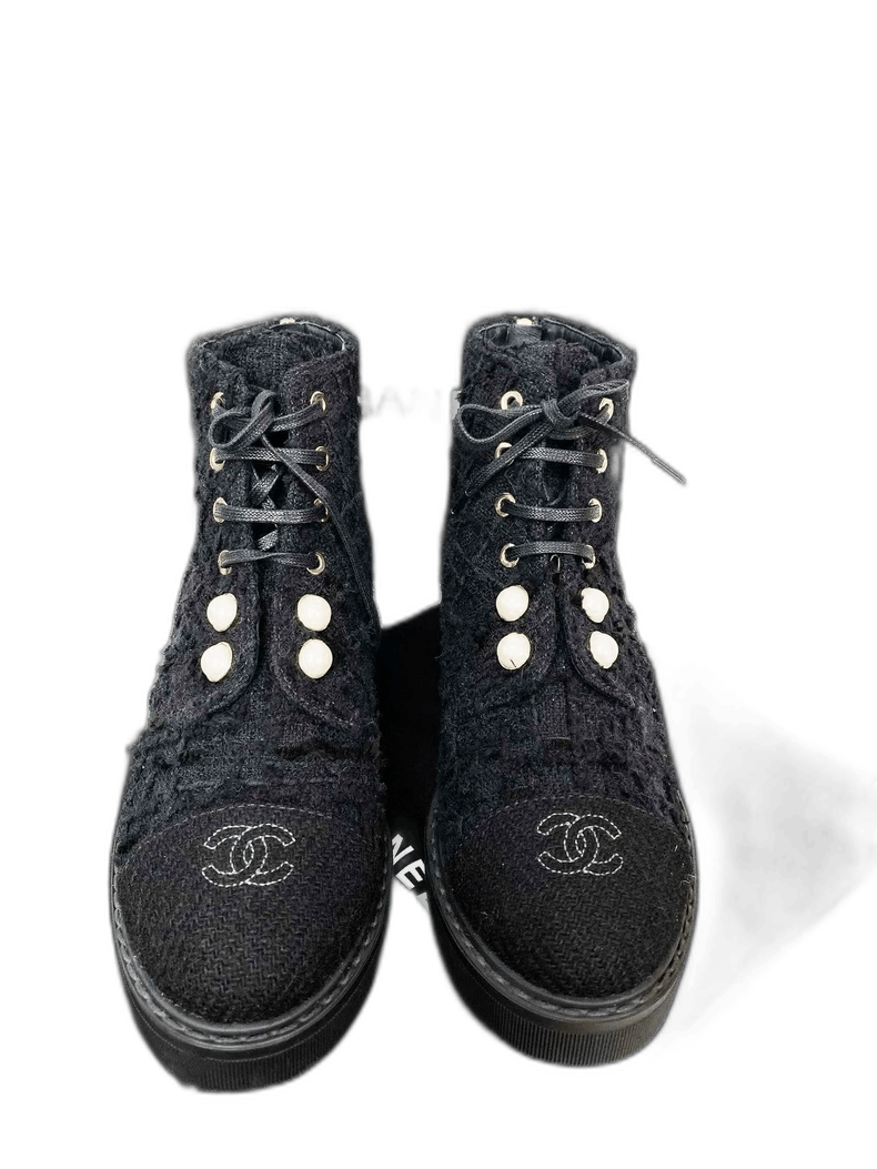 Chanel Chanel Pearl Knit Ankle Boots Size 38 Size US 8 / IT 38 - 1 Thumbnail