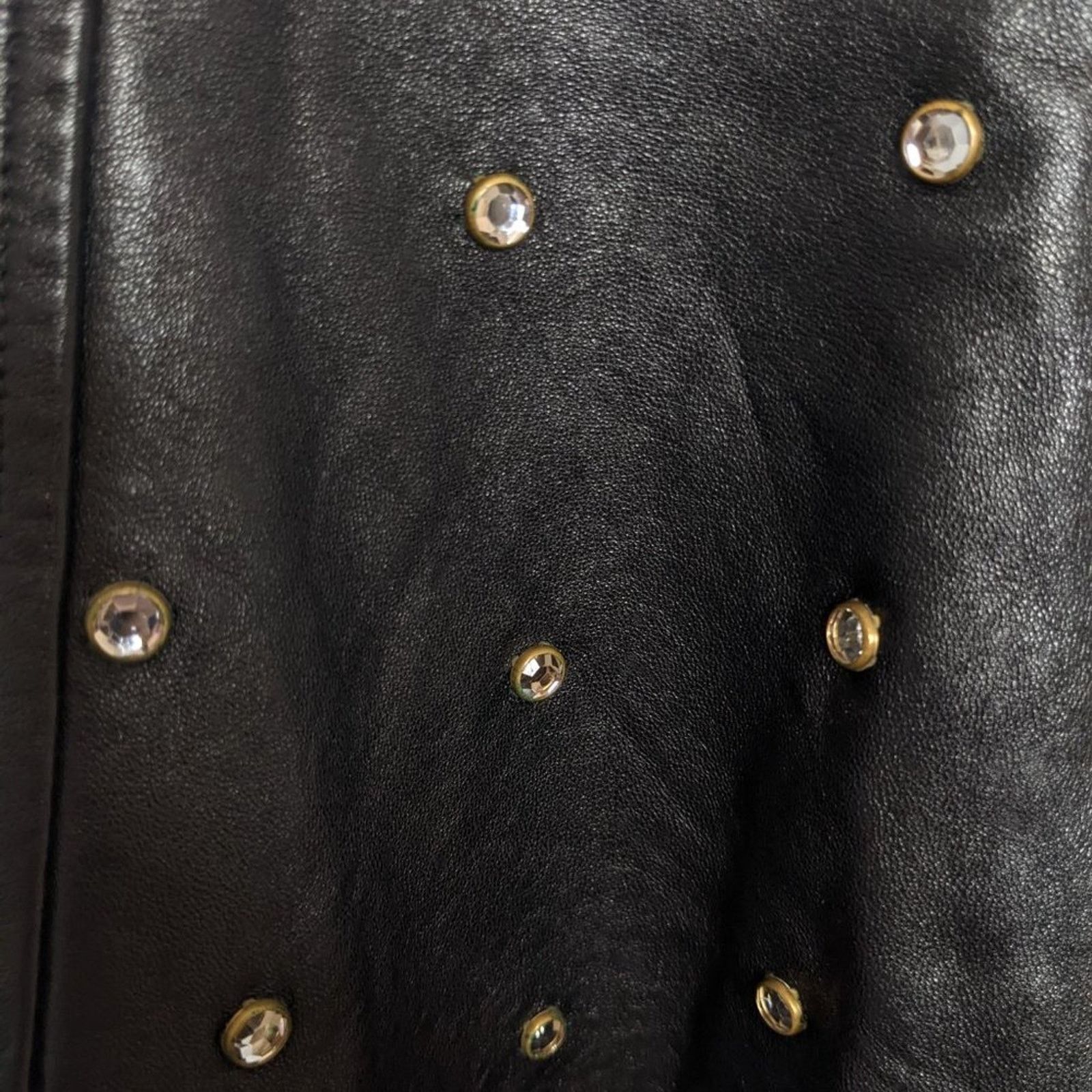 L.A. Roxx L.A Roxx Vintage Black Leather Mini Dress Studded Rhinestone Size L / US 10 / IT 46 - 6 Thumbnail