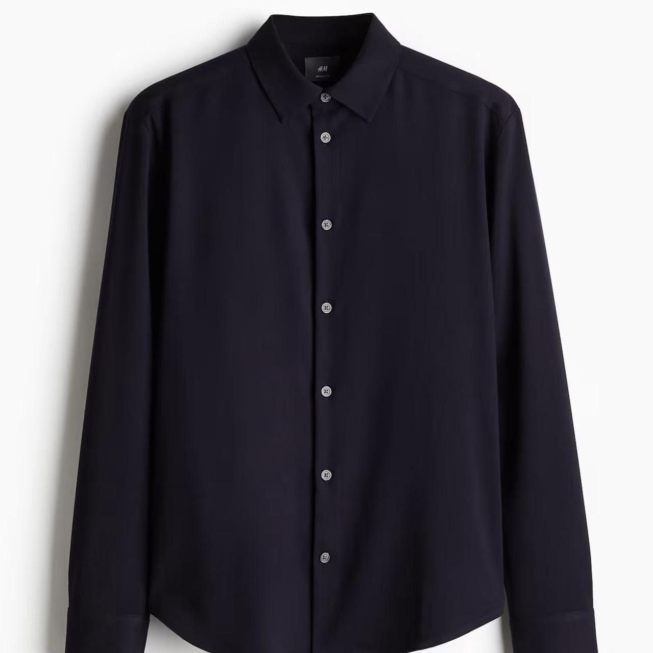 H&M H&M Men’s Regular Fit Twill Navy Blue Dress Shirt Size US L / EU 52-54 / 3 - 2 Thumbnail