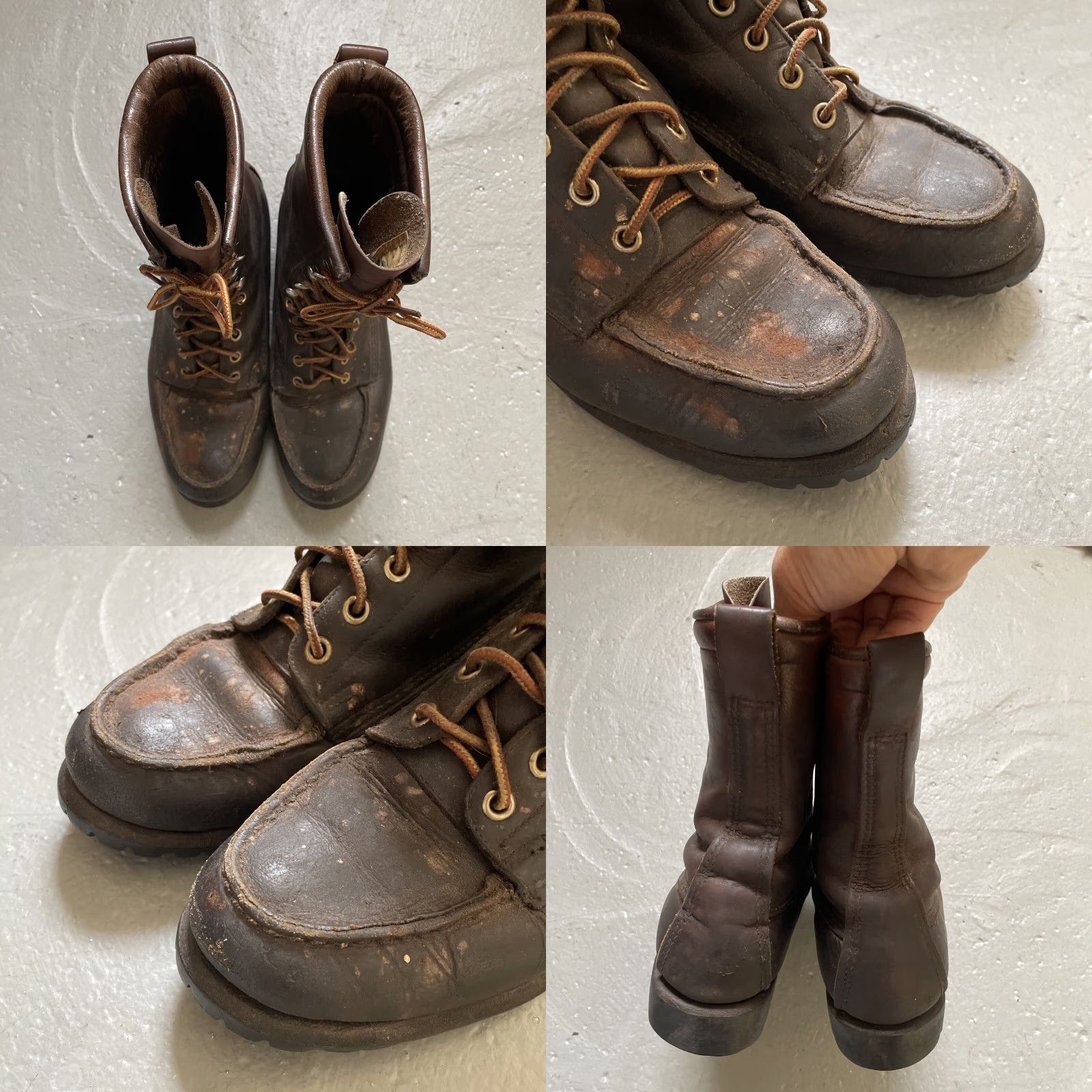 Vintage VINTAGE Red Wing Irish Setter Moc Toe Work Boots Shirt Mens 6.5 Brown USA 70s 80s Workwear Leather Moc Toe Red Wing Shoes Size US 7 / EU 40 - 8 Thumbnail