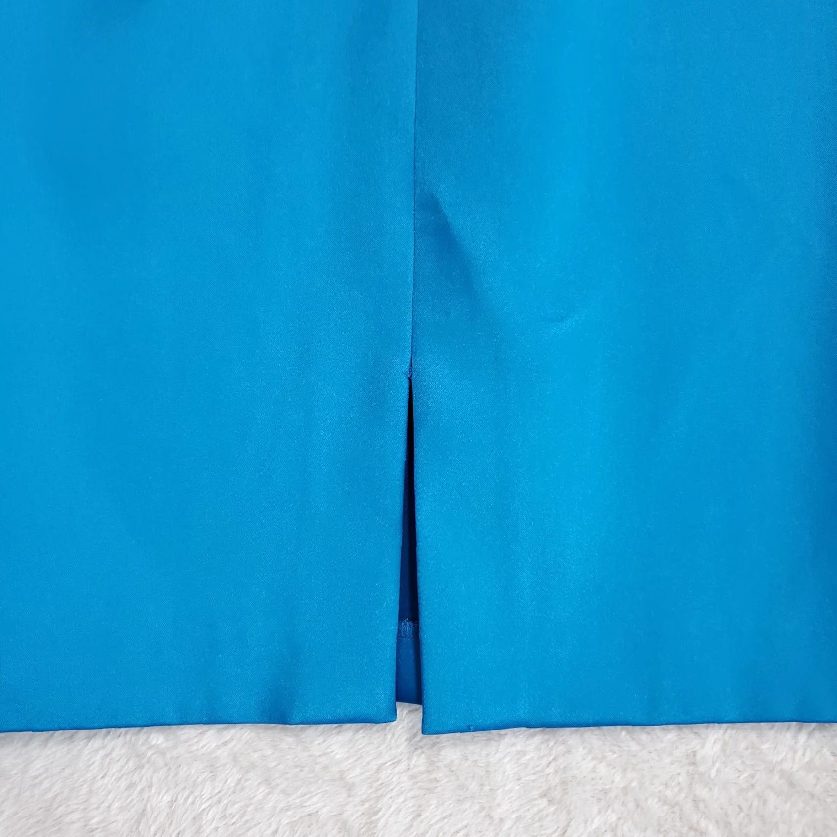 Vintage Jessica Howard Womens Dress 6 Blue Satin Knee Length Sleeveless Back Zip Ruffle Size M / US 6-8 / IT 42-44 - 6 Thumbnail