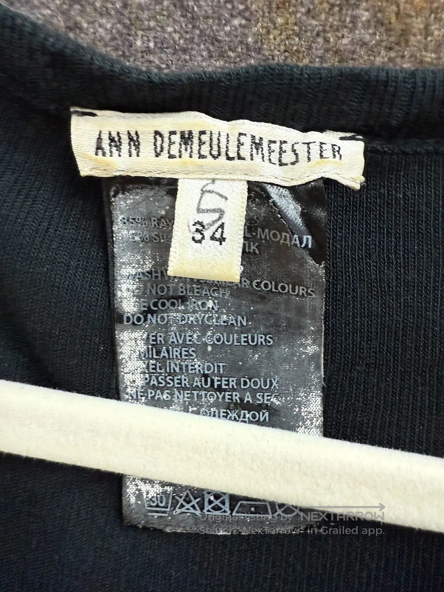 Ann Demeulemeester long sleeve fitted black top. Size US S / EU 44-46 / 1 - 4 Thumbnail
