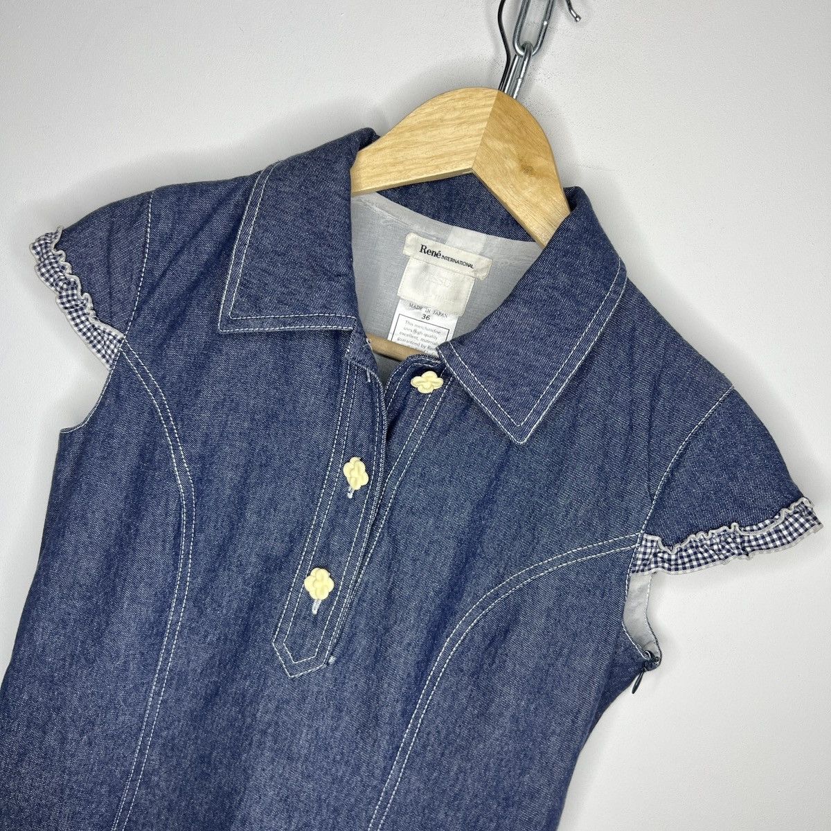 Designer × Japanese Brand René International Mini Denim Dress Uniform Preppy Style Size XS / US 0-2 / IT 36-38 - 4 Thumbnail