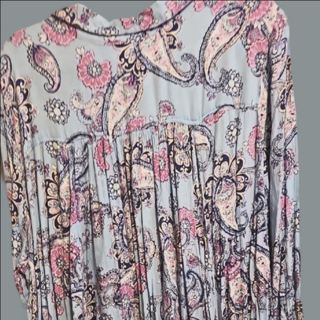 Other Roaman's Blue and Pink Paisley Blouse Size 4XL / US 24-26 - 4 Thumbnail