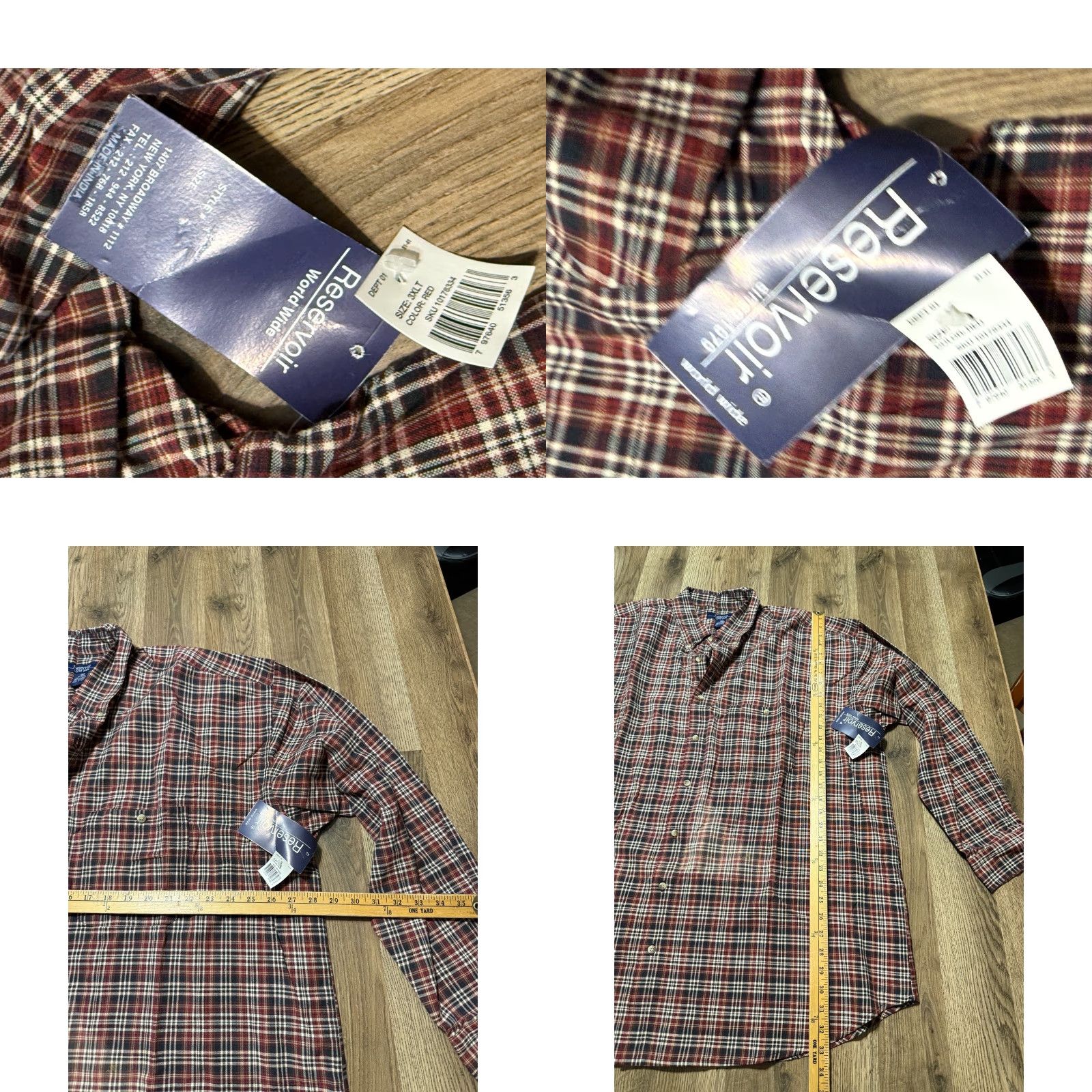 Vintage VINTAGE Reservoir Shirt Mens 3XLT Green Red White Plaid Long Sleeve Button Up Size US XXL / EU 58 / 5 - 8 Thumbnail