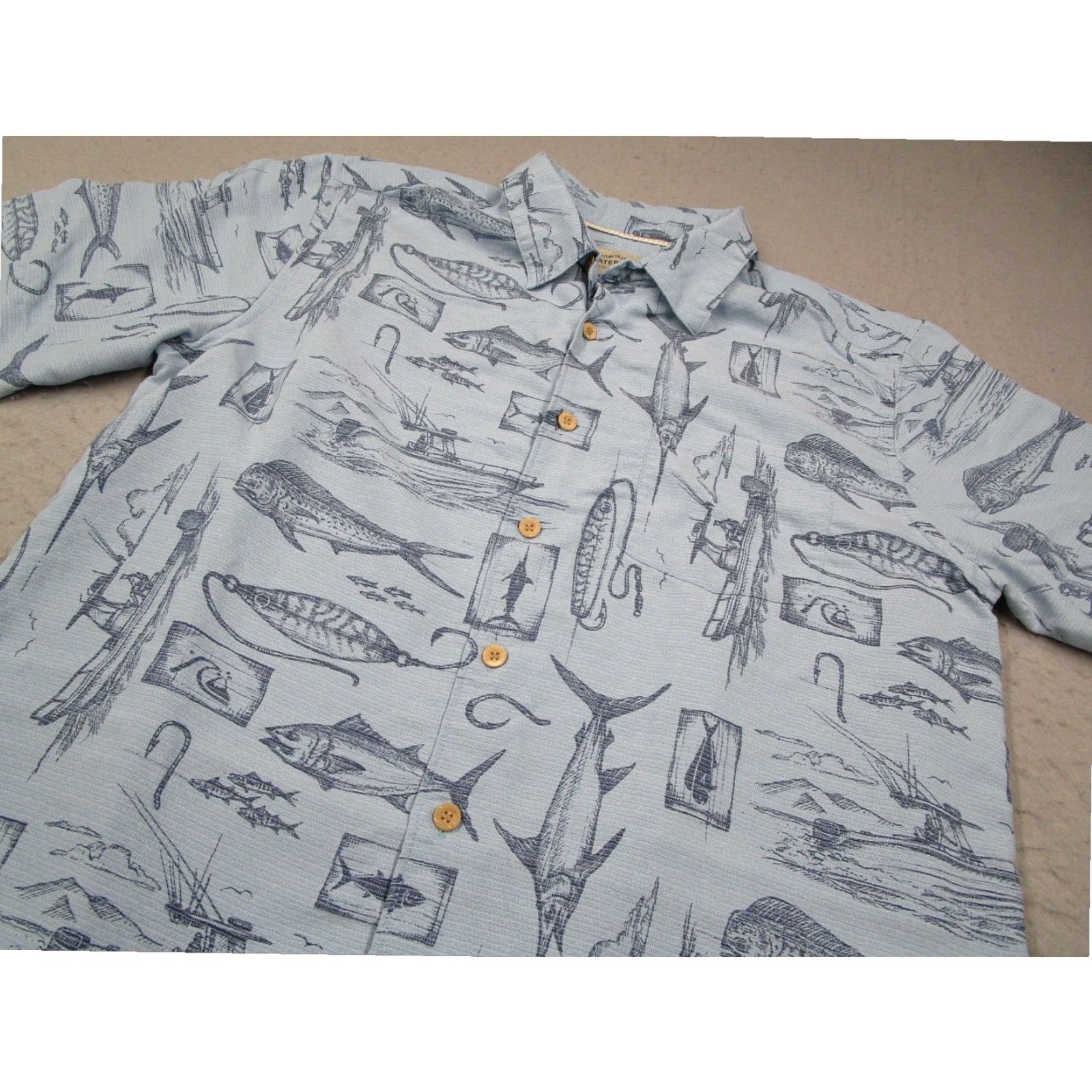Quiksilver Quiksilver Waterman Mens Blue Short Sleeve Hawaiian Button Up Shirt Medium Size US M / EU 48-50 / 2 - 2 Thumbnail