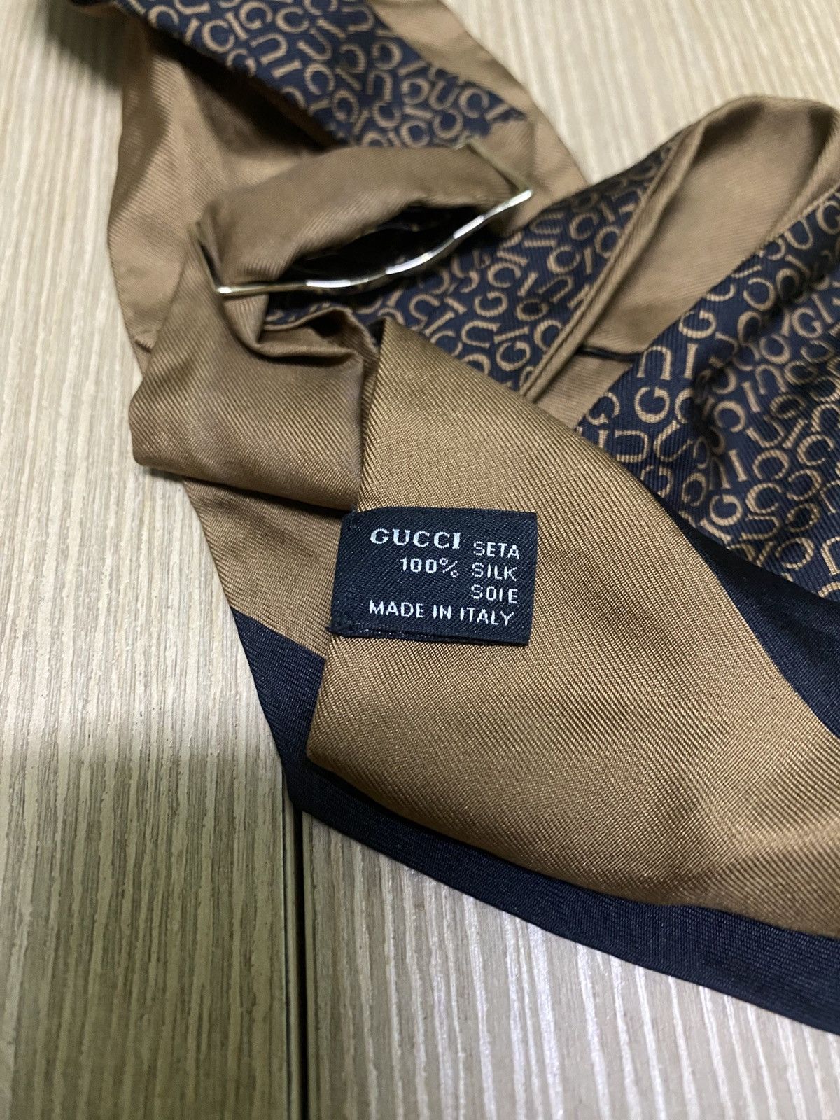 Gucci Gucci Brown Lettering Printed Silk GG Ring Size ONE SIZE - 6 Thumbnail