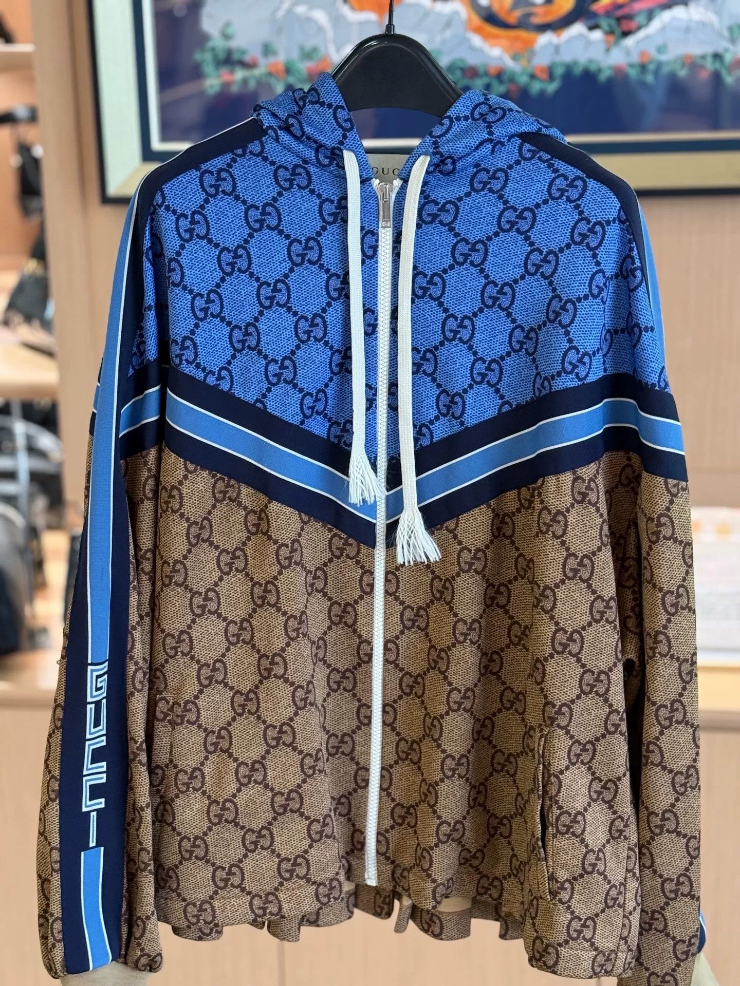 Gucci Gucci GG Pattern Blue Panel Hooded Coat Size M / US 6-8 / IT 42-44 - 1 Thumbnail