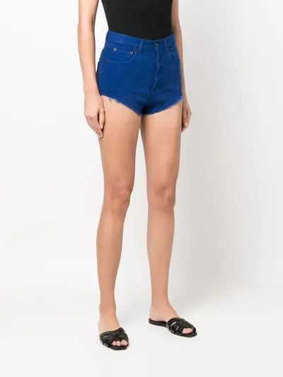 Saint Laurent Paris o1s1wg111124 High-Waisted Shorts Lapis Rinse Denim in Blue Size 25" / US 0 / IT 36 - 4 Thumbnail