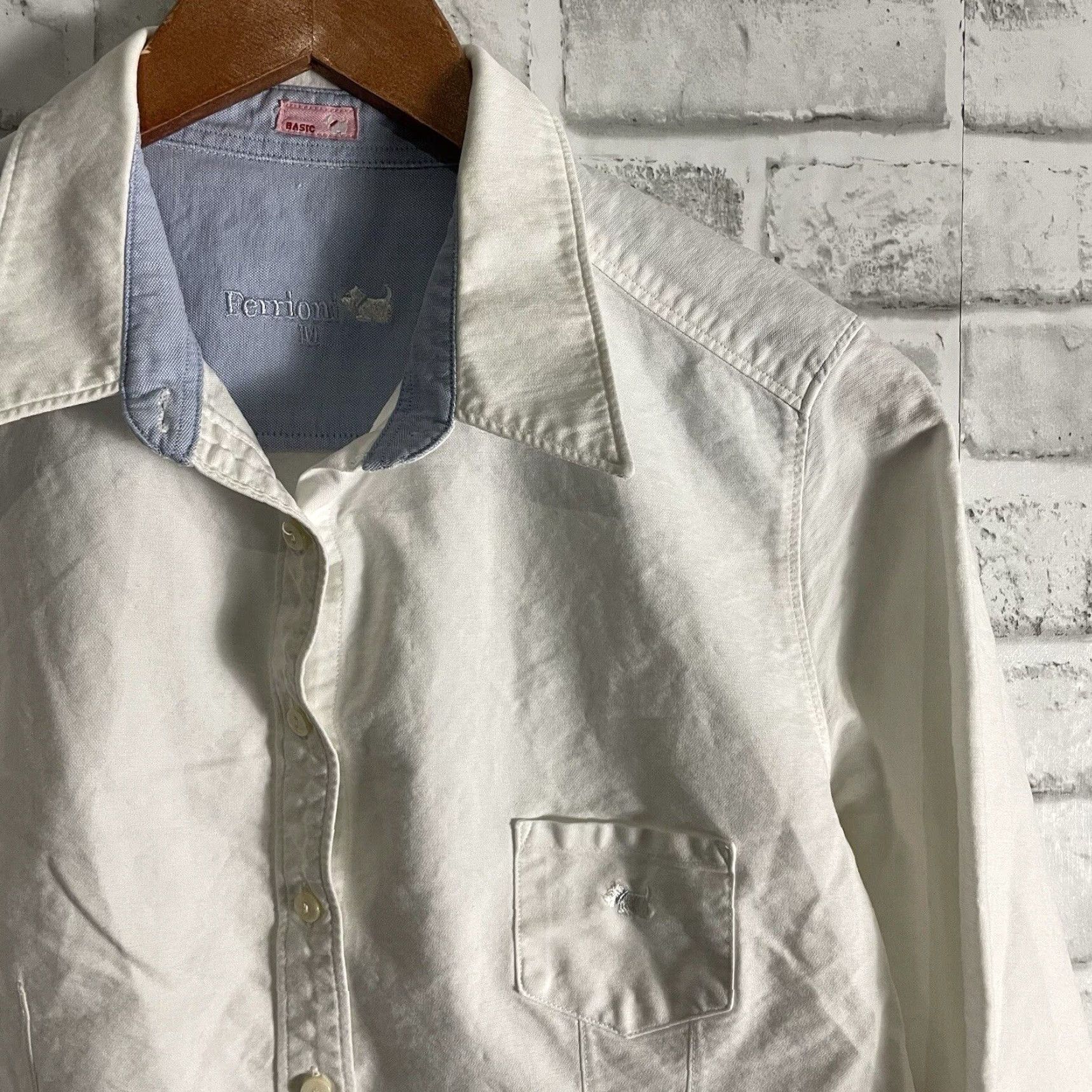 Vintage Ferrioni Long Sleeve Button Down Shirt Womens Medium White Size M / US 6-8 / IT 42-44 - 2 Thumbnail
