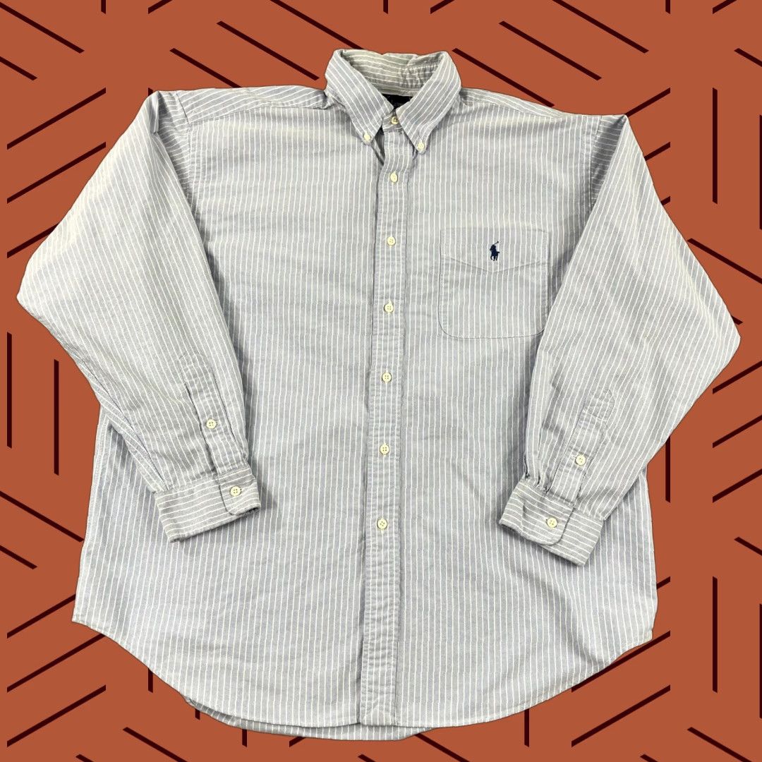 Ralph Lauren RALPH LAUREN Shirt Mens Large Blue White Striped Button-Down L/S Casual Size US L / EU 52-54 / 3 - 1 Thumbnail