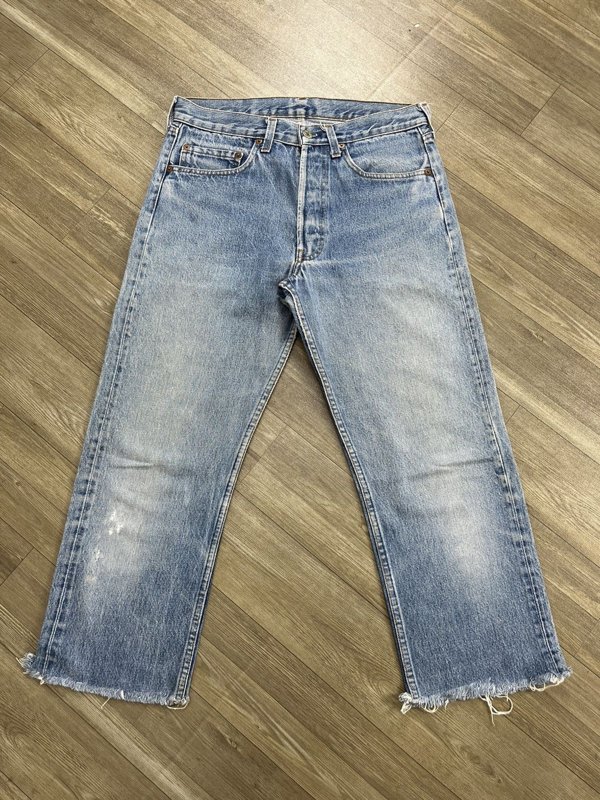 Levi's Vintage Clothing 🇺🇸1970s Vintage Levis 501XX Cut Off Straight Leg Blue Jeans Size US 29 - 1 Thumbnail