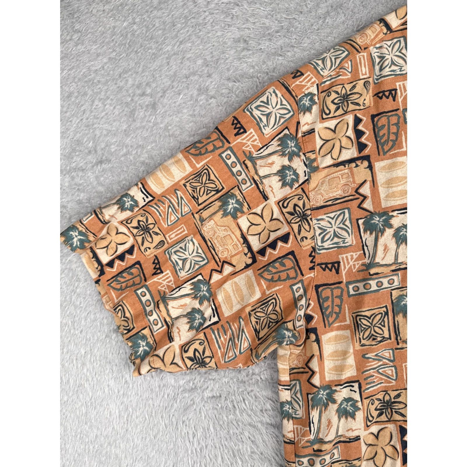 Vintage Summa Shirt Men 2XL Orange Floral Tile Palm Silk Blend Button Up Hawaiian Size US XXL / EU 58 / 5 - 3 Thumbnail