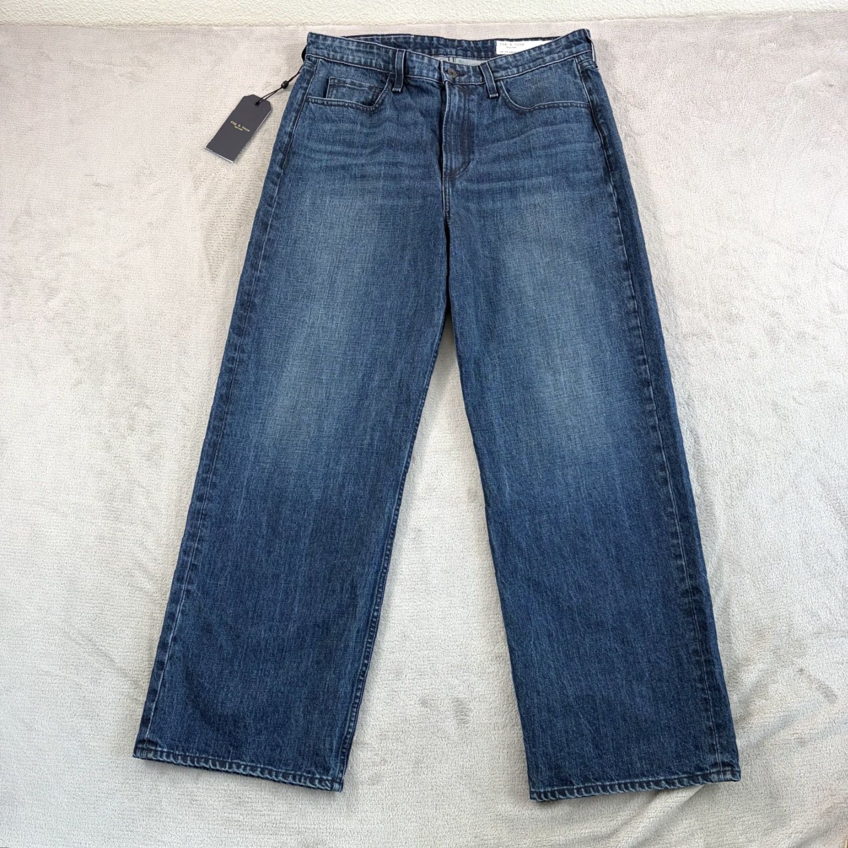 Rag & Bone Rag & Bone Lori Mid-Rise Wide Leg Jeans in Dark Wash Blue Women 32 Made USA NWT 78 Size ONE SIZE - 2 Thumbnail