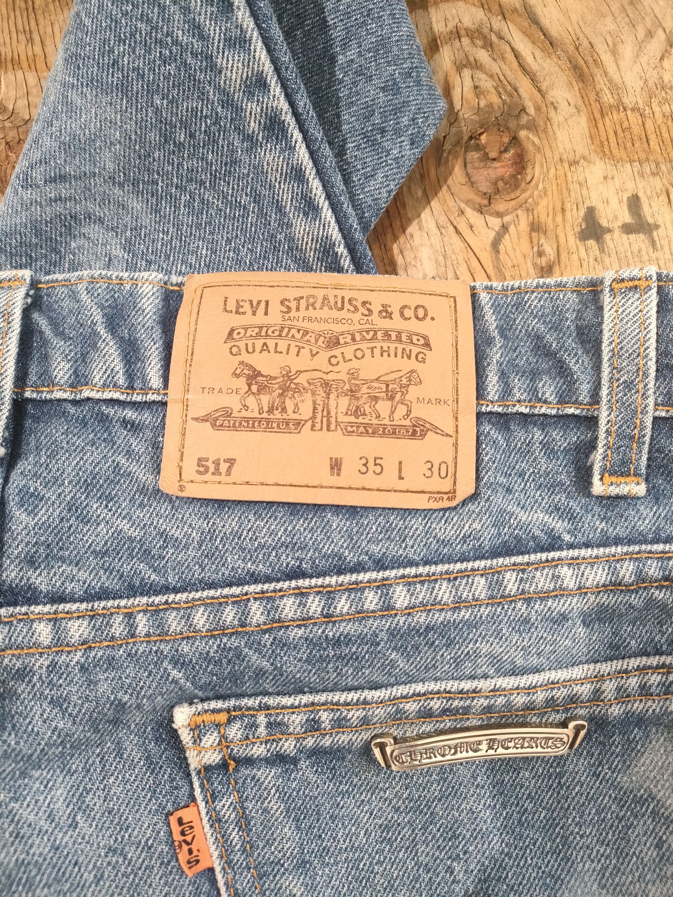 Chrome Hearts Chrome Hearts Levi's 517 Blue Cross Patch Spraypainted Jeans Size US 33 - 8 Thumbnail