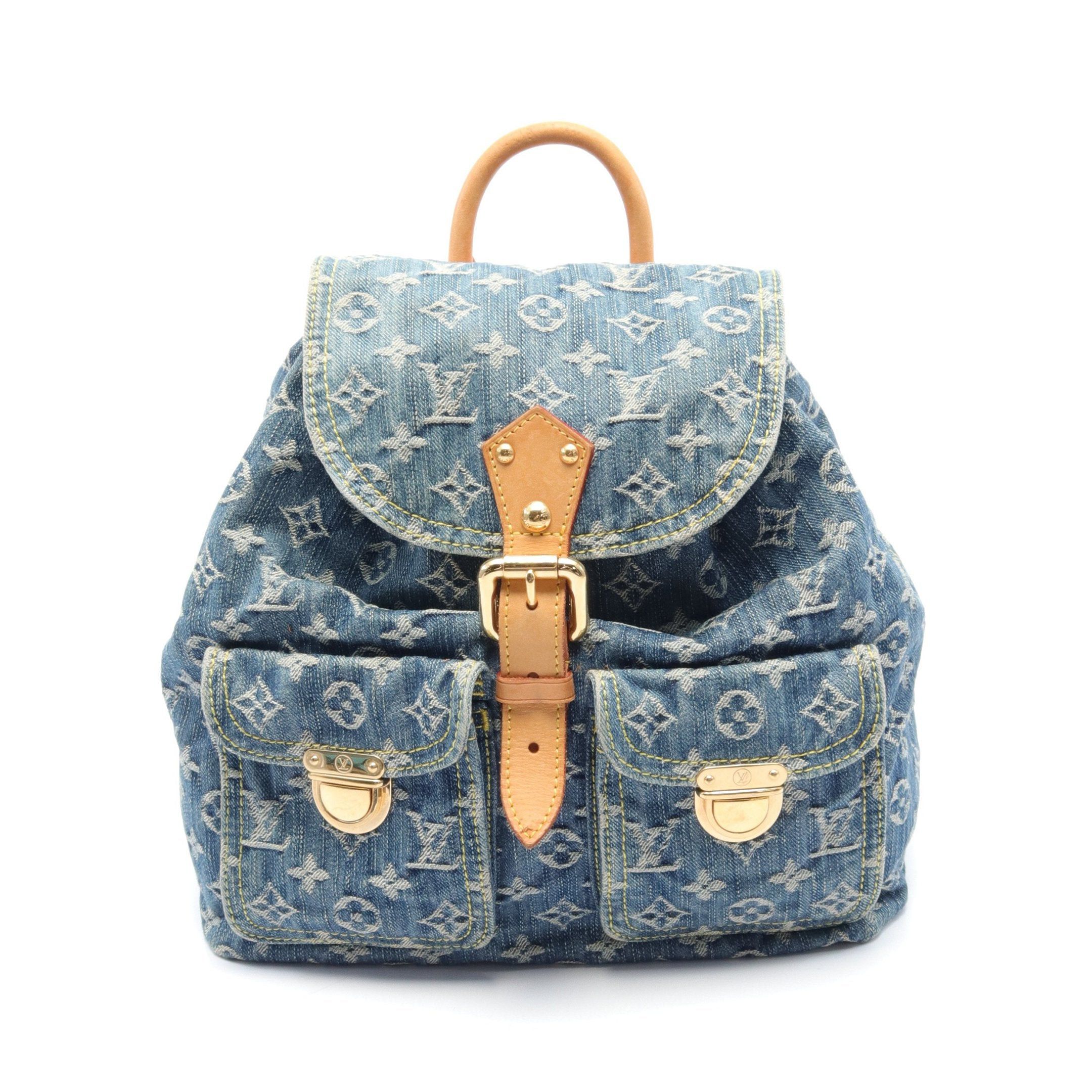 image of Louis Vuitton Sac Ad Gm Monogram Denim Backpack Rucksack Denim Leather Blue, Women's