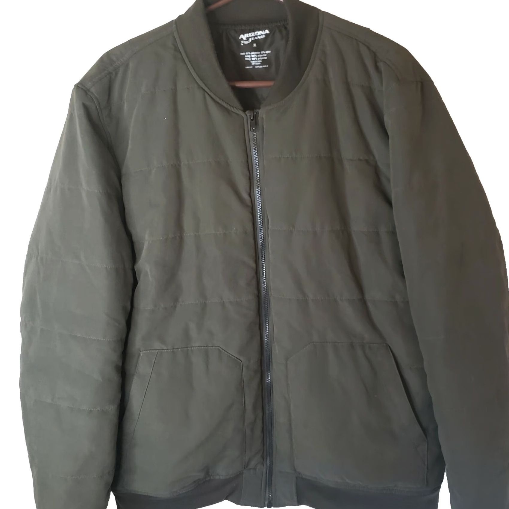 Vintage ARIZONA JEAN CO. Olive Green Puffer Jacket Mens XL Lightweight Softshell Full Zip Quilted Nylon Lining Winter Fall Spring Casual Travel Vintage: No Size US 36 / EU 52 - 2 Thumbnail