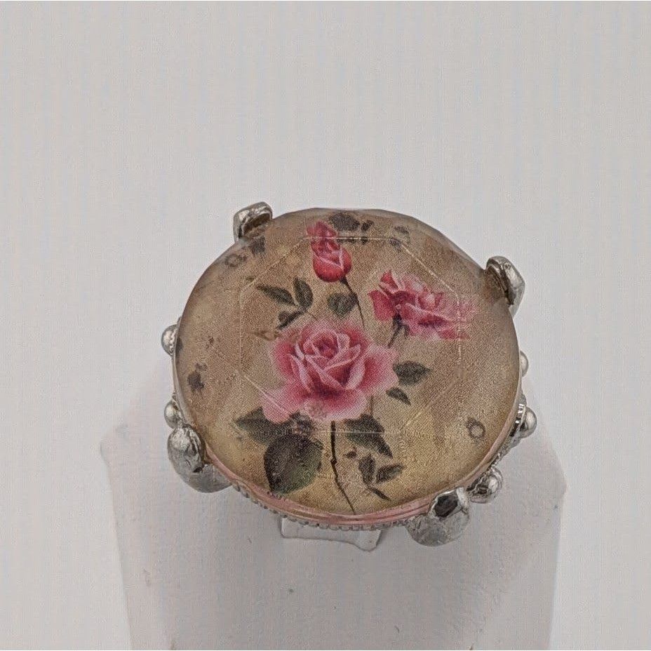 Other Vintage Cottagecore Floral Statement Ring With Prismatic Shi Size ONE SIZE - 6 Thumbnail