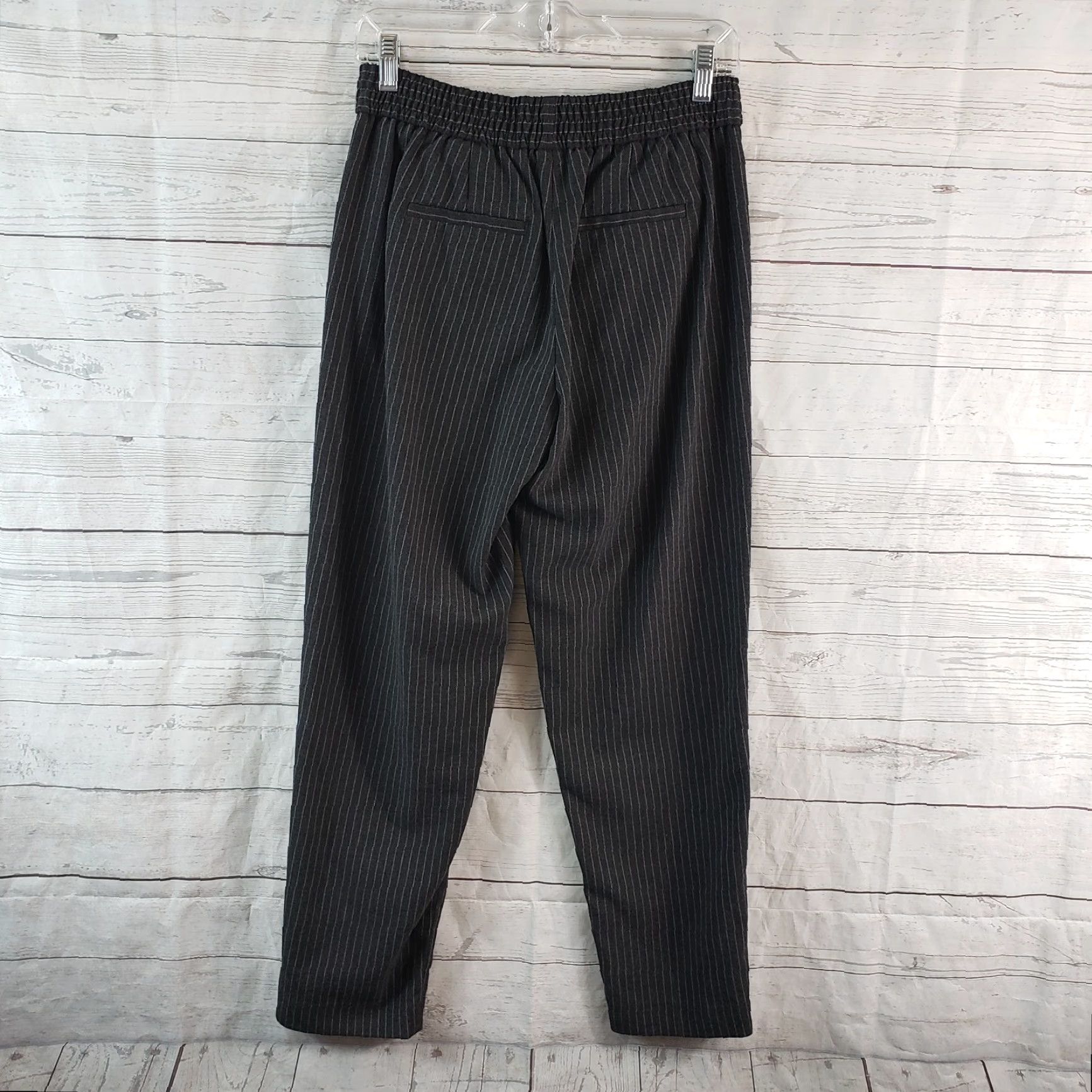 Banana Republic VINTAGE Banana Republic Womens Pull On Pants Sz 6 Gray Striped High Rise Size 28" / US 6 / IT 42 - 3 Thumbnail
