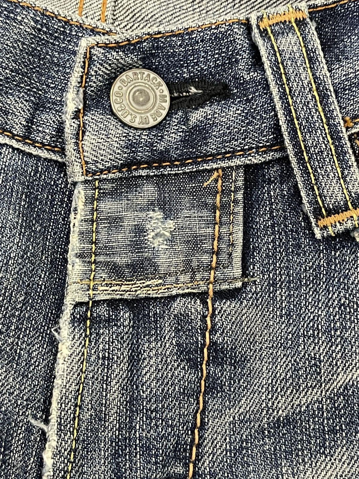 Japanese Brand Boro Jeans Bartacks Japan Patchwork Denim Cropped 7🟦9 Size US 29 - 22 Thumbnail