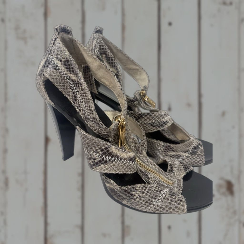Michael Kors Michael Kors Snakeskin Heels Pump Womens Size 8M Open Toe 4in Ultra High Multicolor Size US 8 / IT 38 - 1 Thumbnail