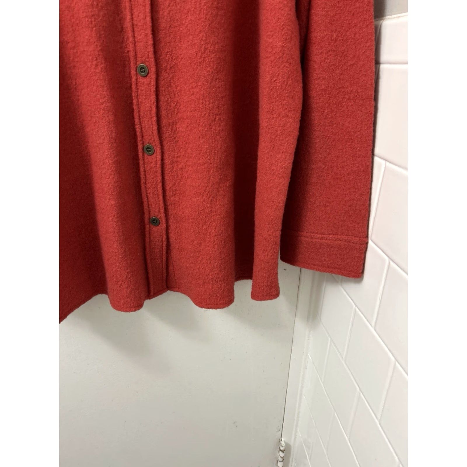 Vintage Appleseed's Shirt Jacket Womens 2XL Red 100% Wool Long Sleeve Button Front Coat Knit Classic Fall Winter Size XXL / US 16-18 / IT 52-54 - 6 Thumbnail