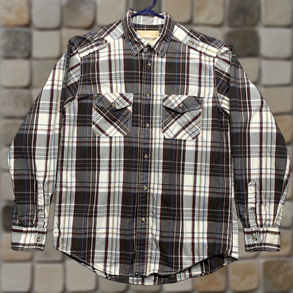 Vintage RUFF HEWN Men’s Long Sleeve Shirt Button-Up Brown/Cream Plaid Size L Size US L / EU 52-54 / 3 - 1 Thumbnail