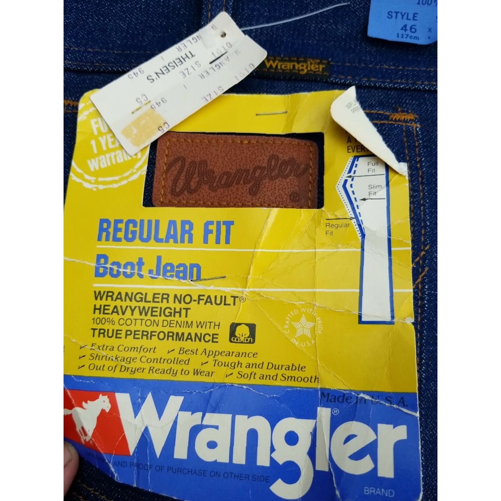 Wrangler Wrangler Regular Fit Denim Blue boot Jeans 945DEN Men's 46x30 MADE USA Jeans Boots Denim Blue Western Classic Logo 945MEN Mens Size US 30 / EU 46 - 4 Thumbnail
