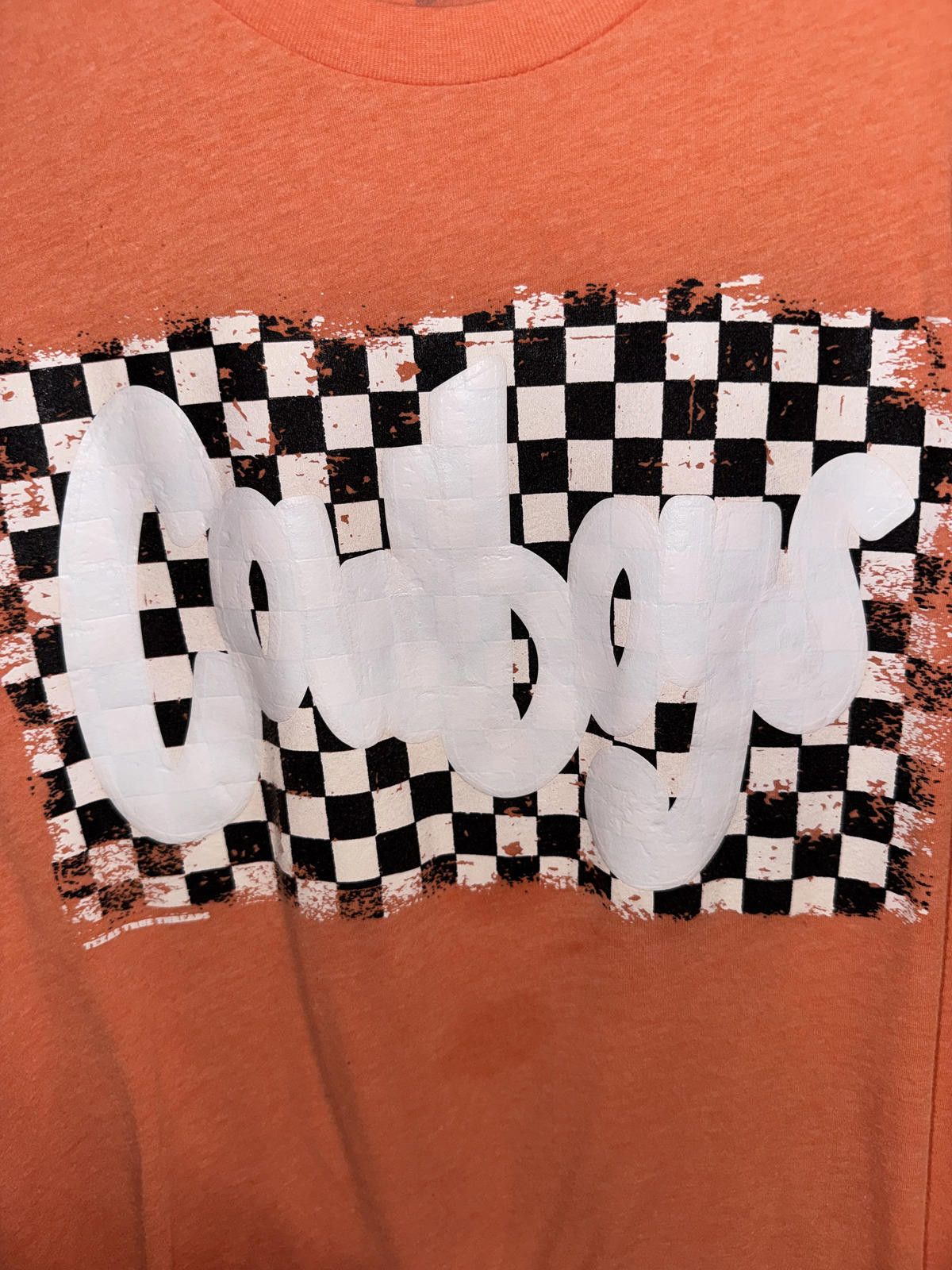 Other Texas True Orange Graphic T-Shirt with Checkered Design Size XL / US 12-14 / IT 48-50 - 2 Thumbnail