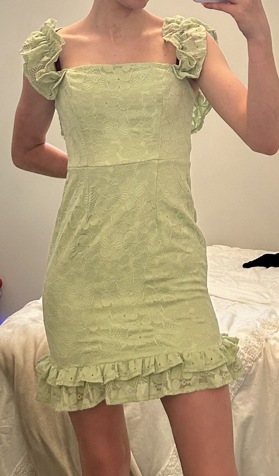 Vintage Selfie Leslie green flower mini dress Size S / US 4 / IT 40 - 1 Thumbnail