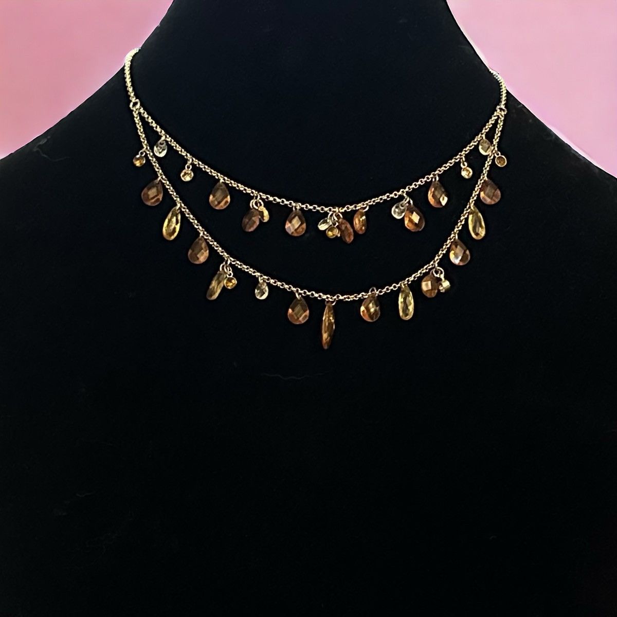 Other Layered gold tone dangle bead charms drape necklace Size ONE SIZE - 1 Thumbnail