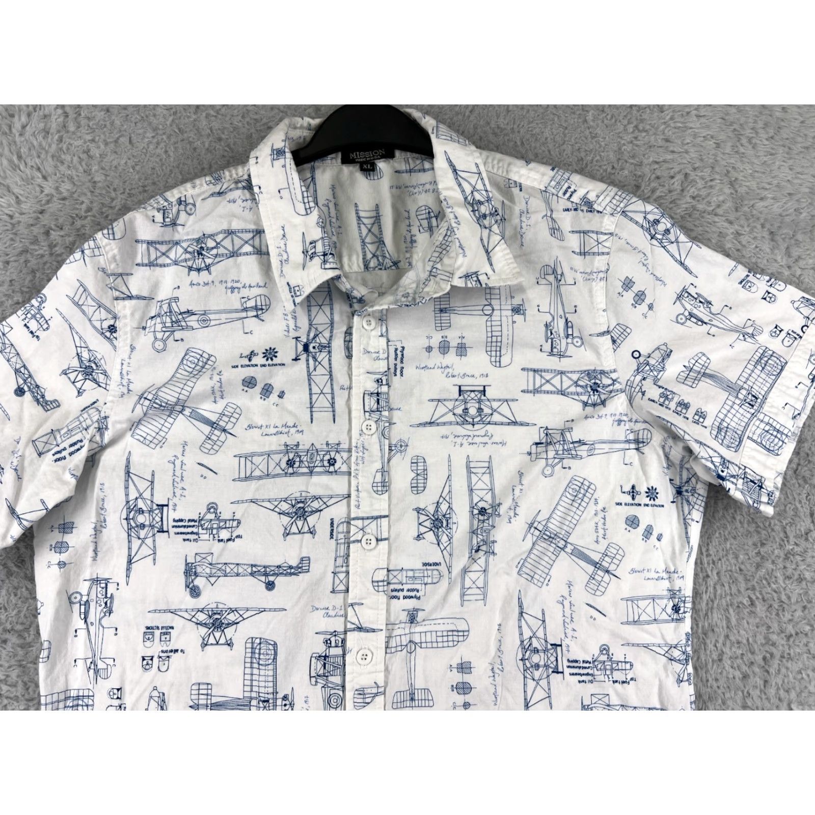 Commission Mission Shirt Mens Large White Blueprint Aircraft Drafting Engineering STEM USA Shirt Size US L / EU 52-54 / 3 - 5 Thumbnail