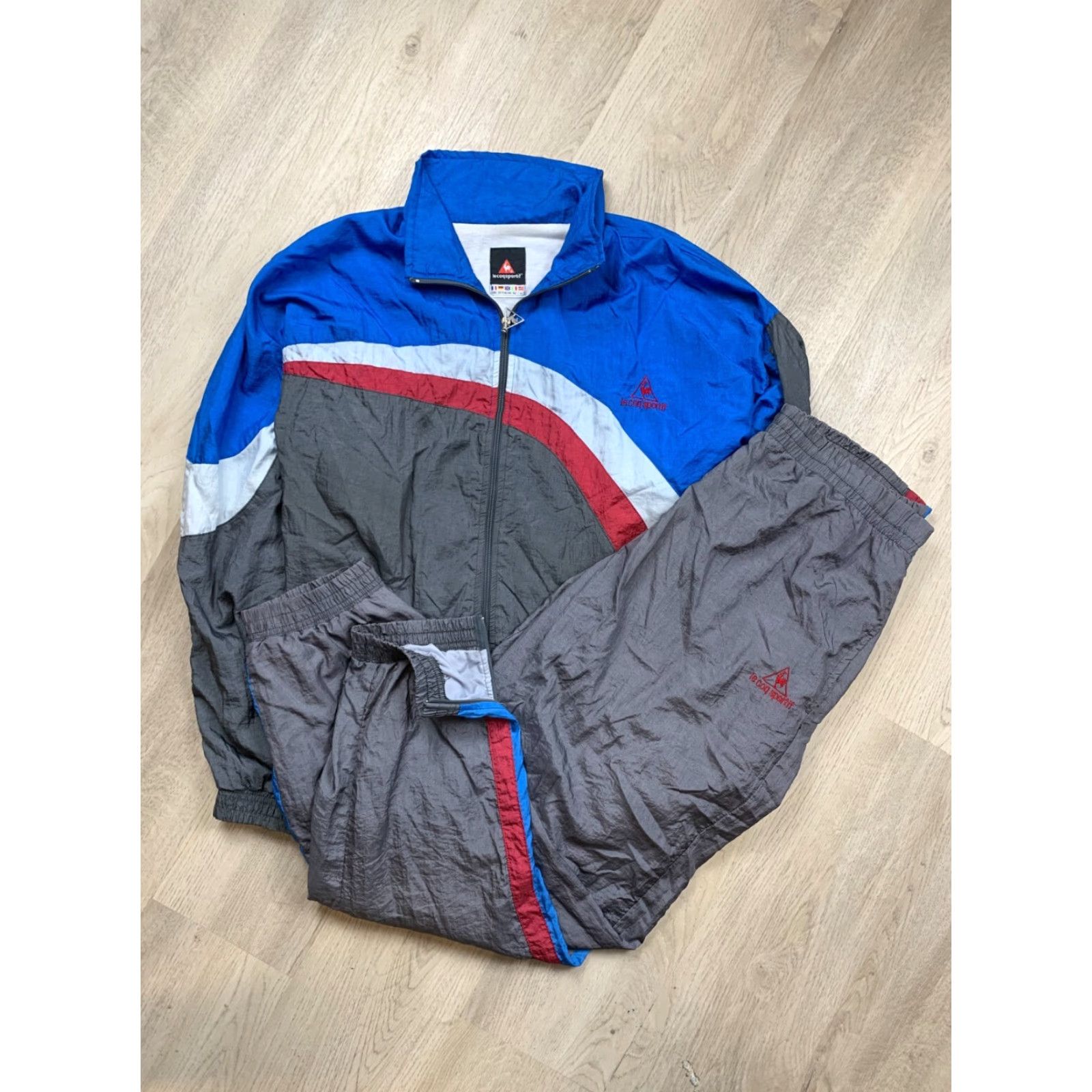 Le Coq Sportif Le Coq Sportif Track Jacket Track Pants 90s Vintage Mens Nylon Tracksuit L Blue Mens Size 42R - 4 Thumbnail