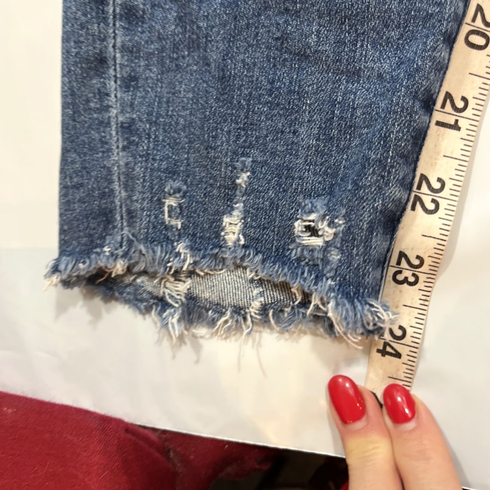 Denime Judy Blue JEANS Denim Skinny Fit Women’s 11/30 Raw Cuff Stretchy Inseam 19”/24” Vintageless Black Capri style Casual Size 32" / US 10 / IT 46 - 3 Thumbnail