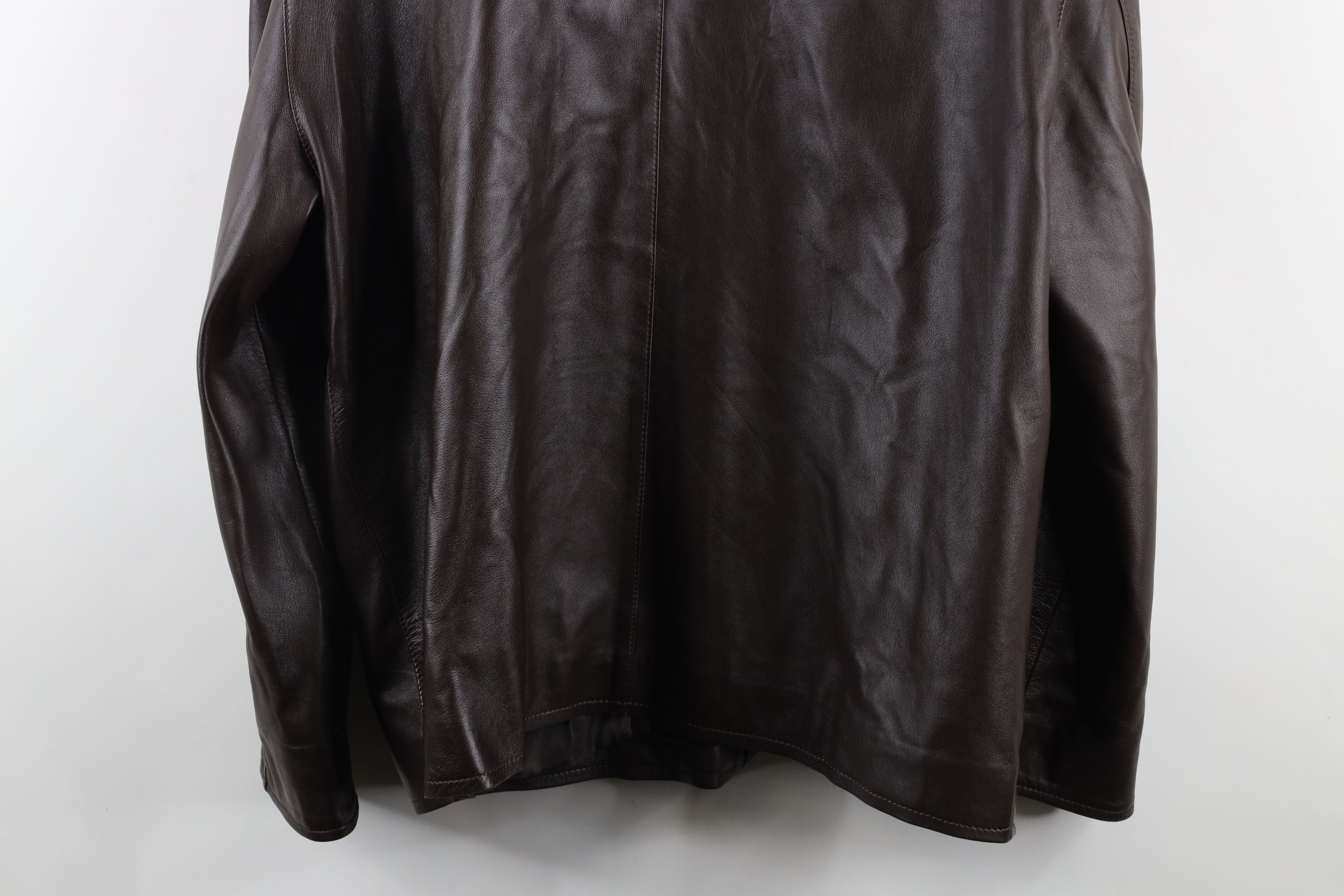 Vintage Vintage 90s Streetwear Leather Full Zip Bomber Jacket Brown Size XXL / US 16-18 / IT 52-54 - 16 Thumbnail