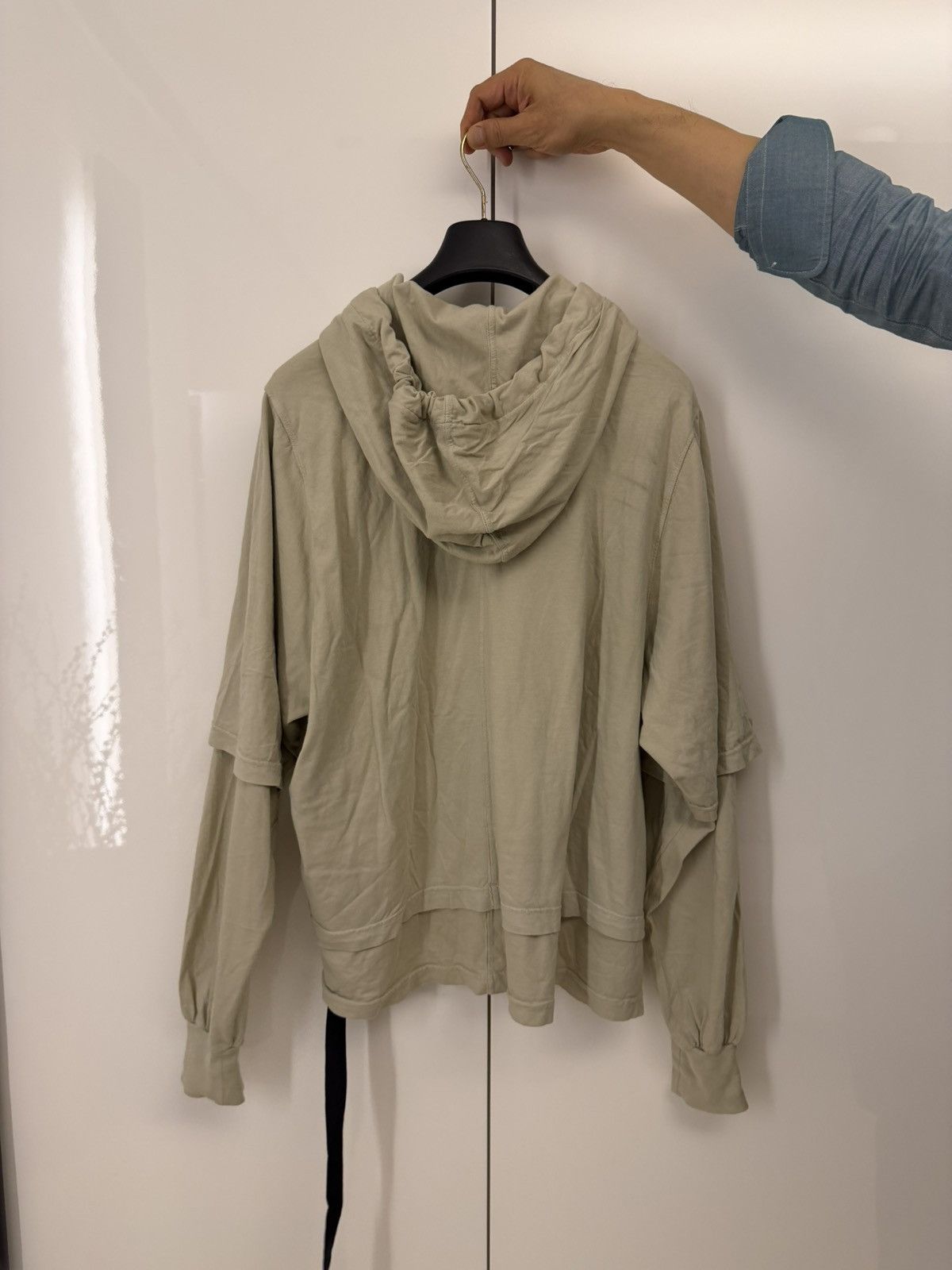 Rick Owens Drkshdw Rick Owens Drkshdw Beige Organic Cotton Hustler Hoodie Size ONE SIZE - 5 Thumbnail