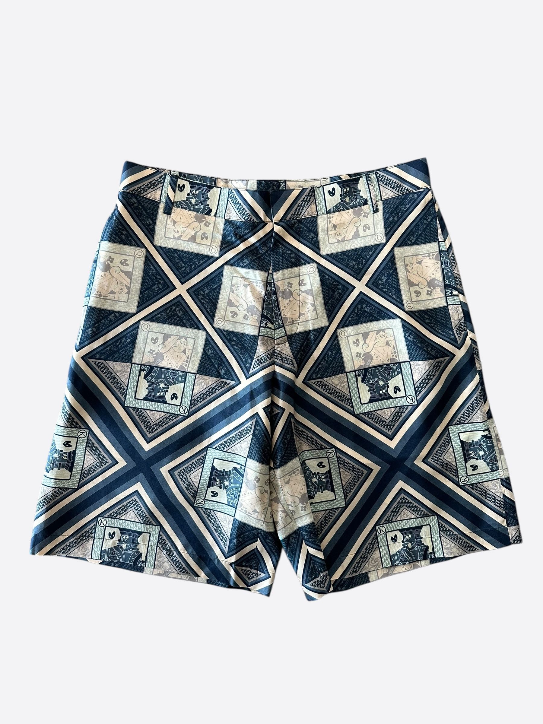 Dior Dior Kenny Scharf Blue & White Playing Cards Silk Shorts Size US 30 / EU 46 - 1 Thumbnail