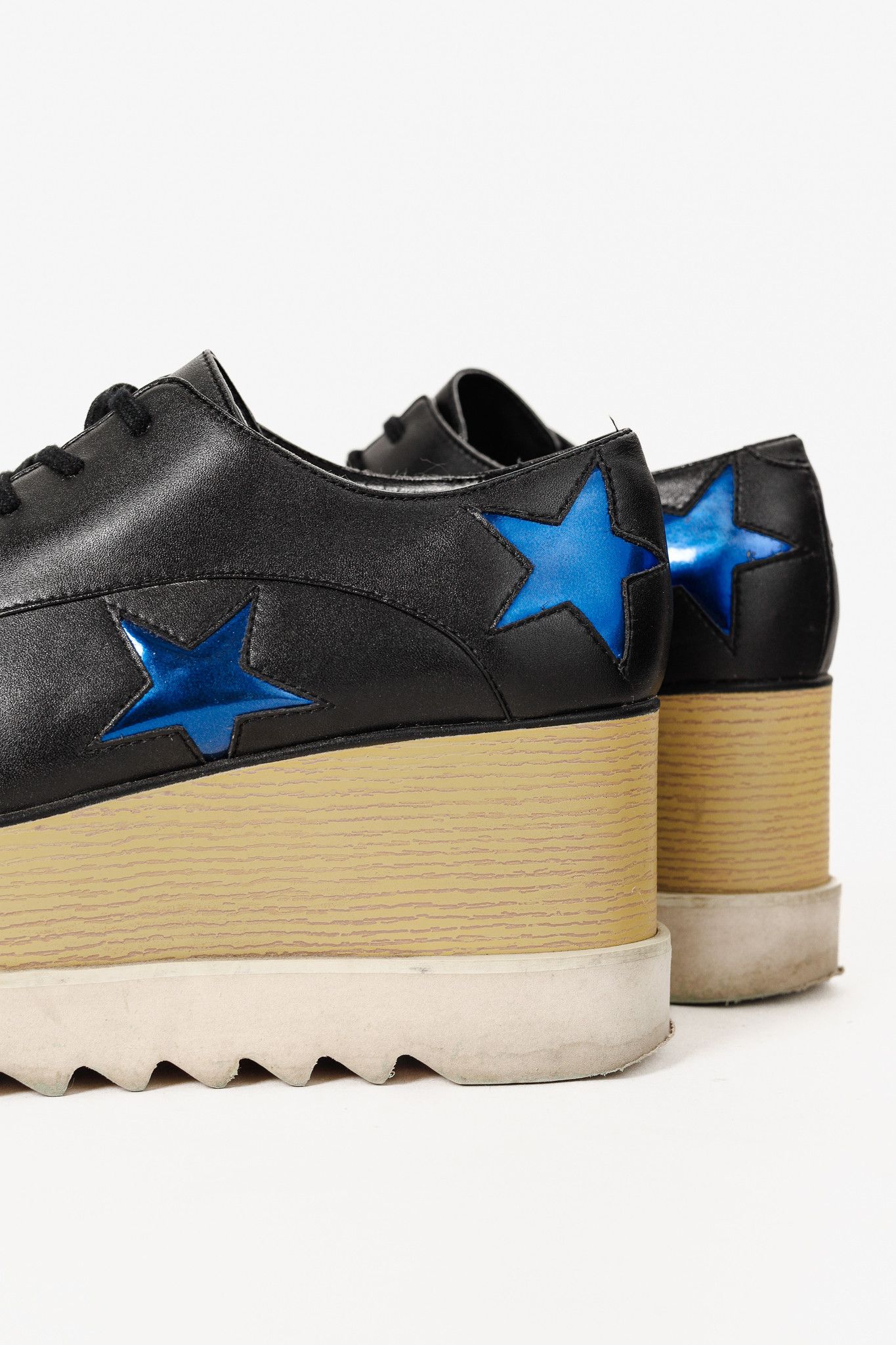 Stella McCartney Elyse Star Vegan-Leather Lace-Up Platforms