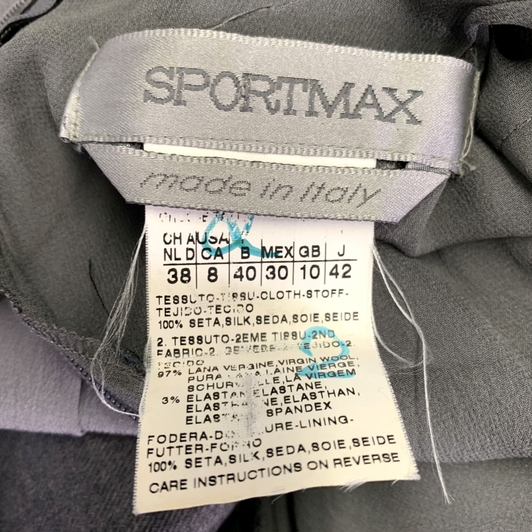 Sportmax SPORTMAX Pleated Dress Grey Black Silk Virgin Wool Blend Two Tone XS Women Size XS / US 0-2 / IT 36-38 - 3 Thumbnail