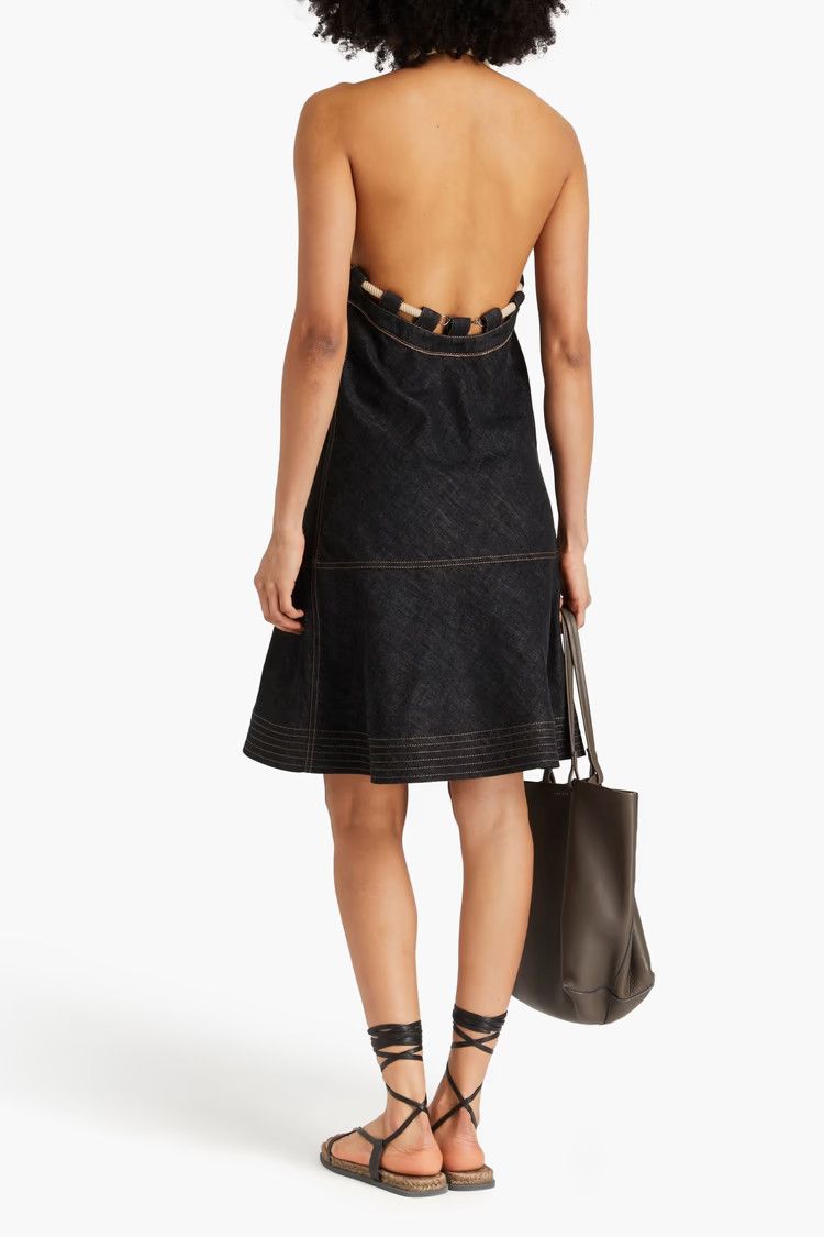 Brunello Cucinelli o1y0725 Denim Mini Dress in Black Size M / US 6-8 / IT 42-44 - 3 Thumbnail