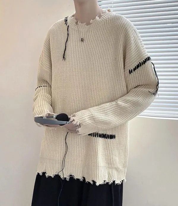 VIBE Distressed Avant Garde Oversized Knitwear Sweater 90s Size US M / EU 48-50 / 2 - 4 Thumbnail