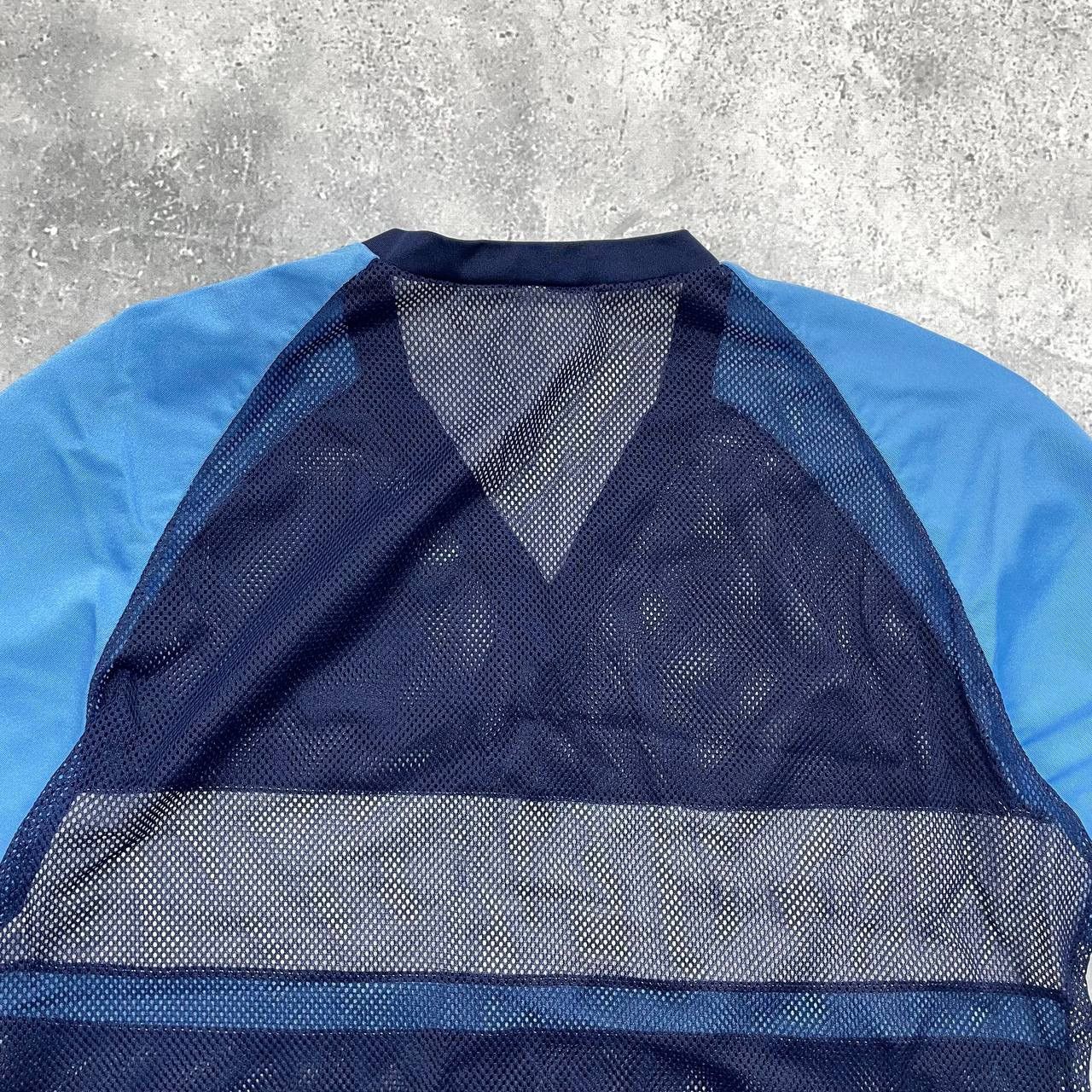 Adidas Vintage 80s Adidas Trefoil Mesh V-Neck T Shirt Blue Size M Size US M / EU 48-50 / 2 - 16 Thumbnail