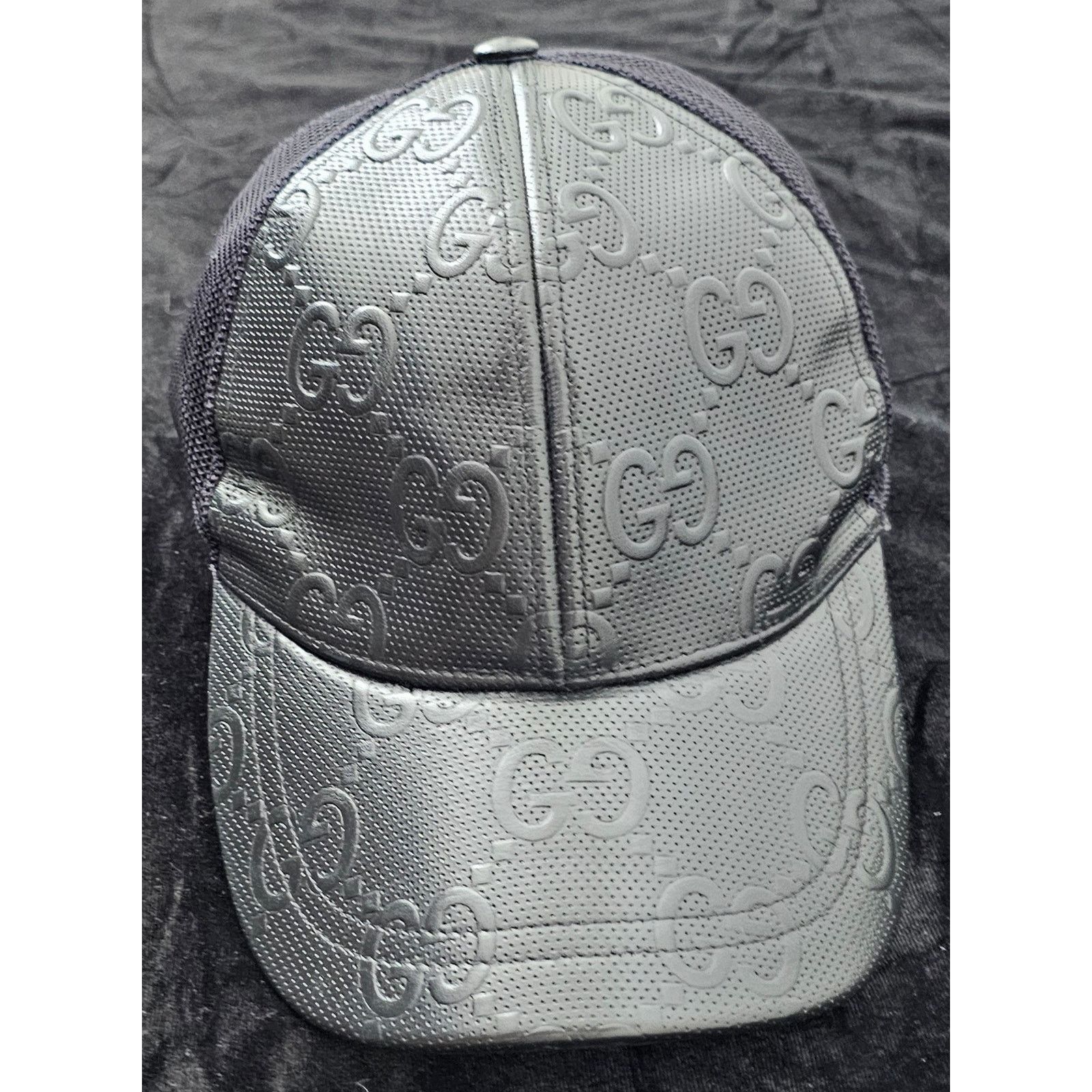Gucci Gucci GG Embossed Perforated black Leather Baseball Cap Size ONE SIZE - 1 Thumbnail