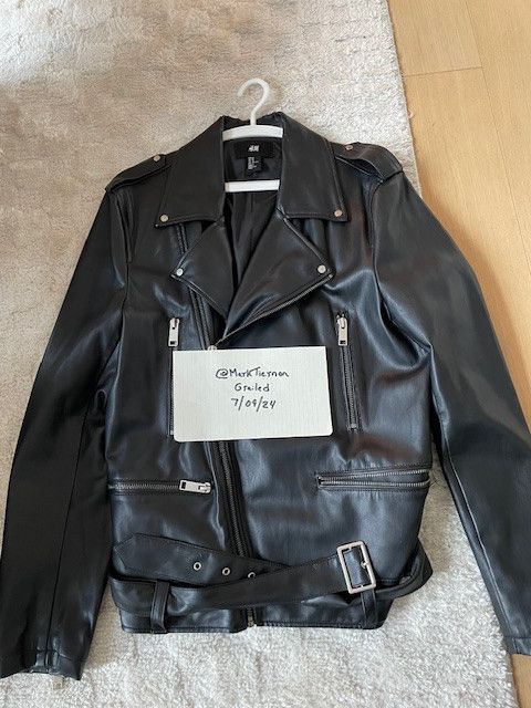 H&M H&M Black Leather Jacket with Belt (Size M) Size US M / EU 48-50 / 2 - 1 Thumbnail