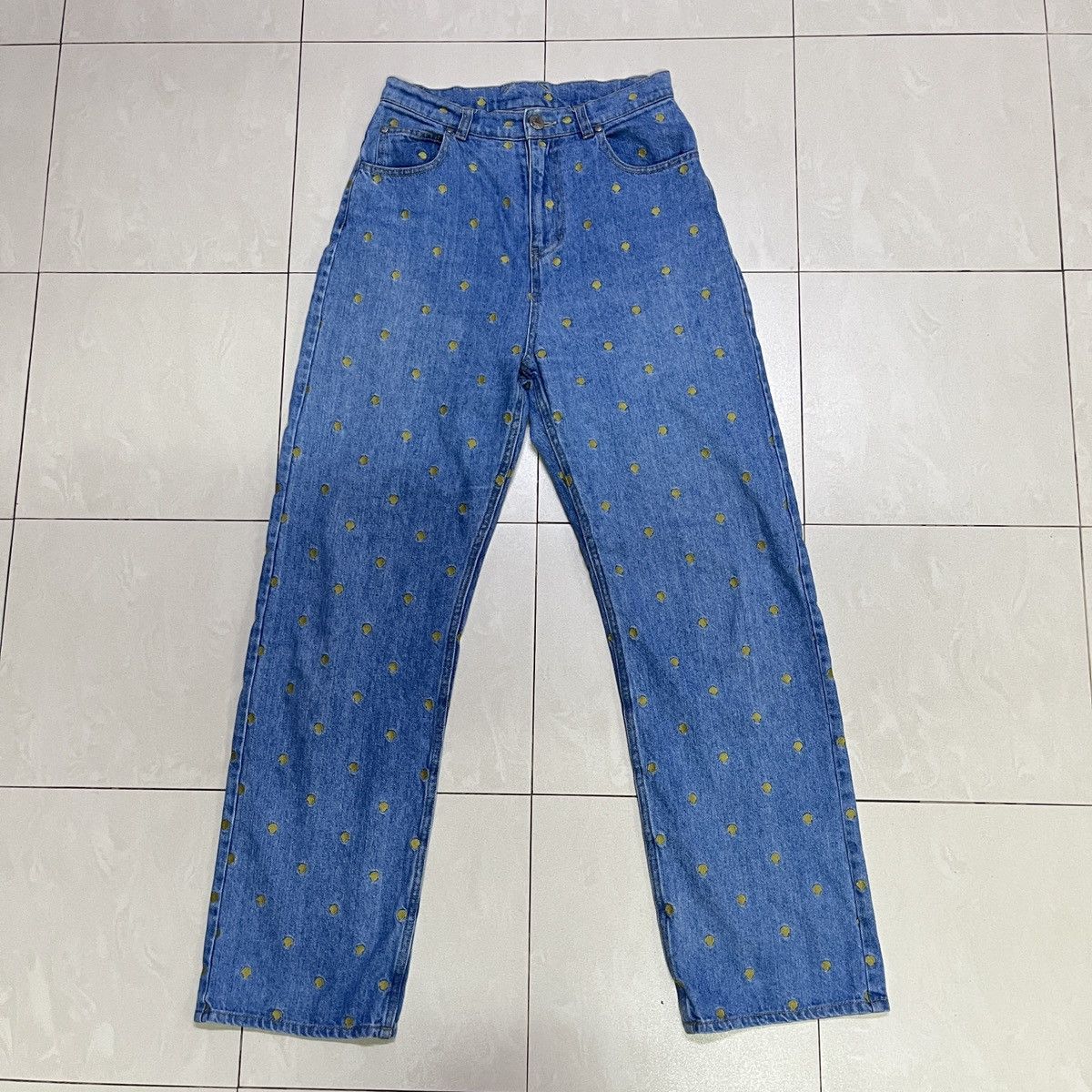 Japanese Brand Vintage Allover Polkadots Embroidered Jeans Size US 29 - 2 Thumbnail