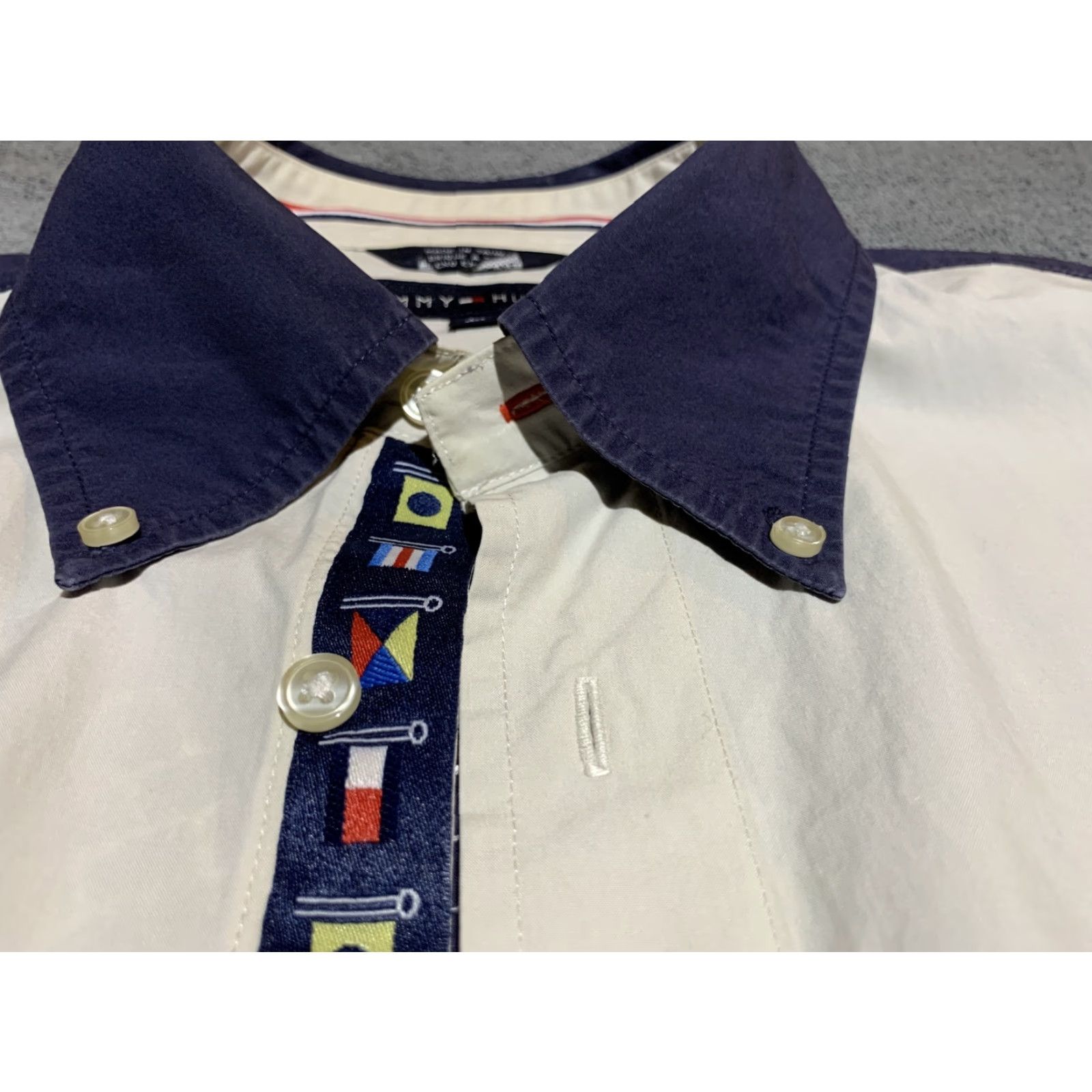 Tommy Hilfiger TOMMY HILFIGER Flags Button-Down Short Sleeve Shirt Large Multicolor Mens Size US L / EU 52-54 / 3 - 4 Thumbnail