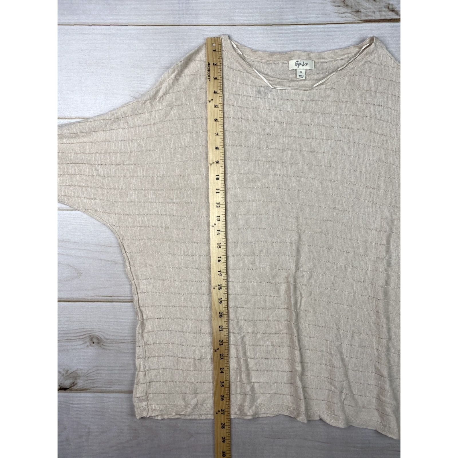 Vintage Style&Co Sweater Womens 1X Beige Linen Blend Dolman Sleeve Pullover Lightweight Knit Shirt Casual Modern 90s Size XL / US 12-14 / IT 48-50 - 7 Thumbnail