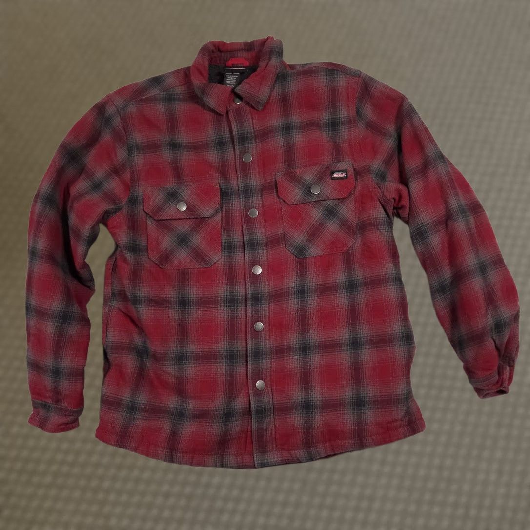 Dickies Dickies Jacket Mens M Red Plaid Fleece Lined Insulated Snap Front Shacket Plaid Shacket Jacket Mens Red Size US M / EU 48-50 / 2 - 1 Thumbnail