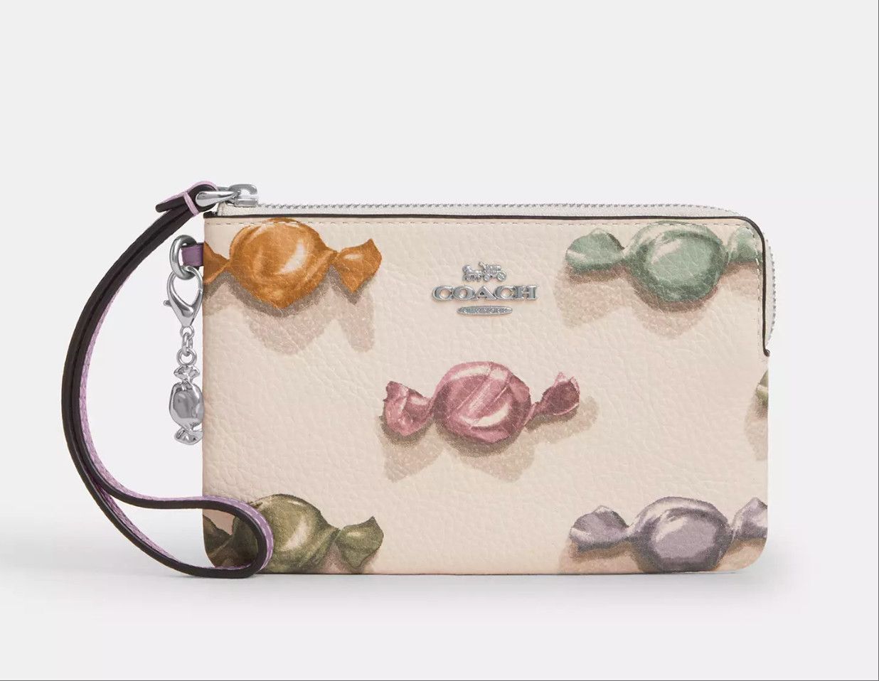 Coach Corner Zip Wristlet With Candy Print And Charm CDF34 Size ONE SIZE - 9 Thumbnail